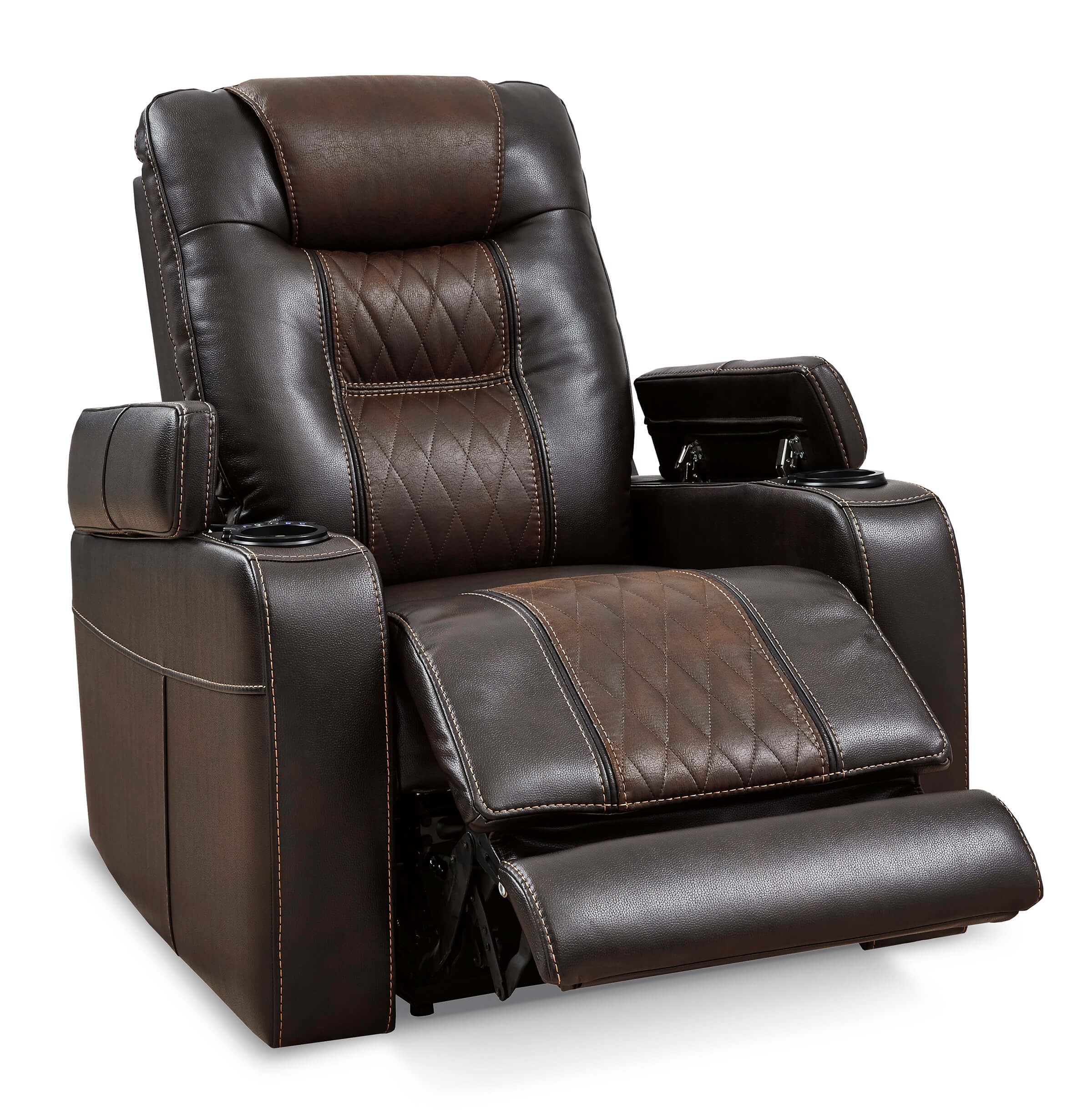 Composer Polyester/PU Power Recliner w/Ambient Blue LED Lighting
