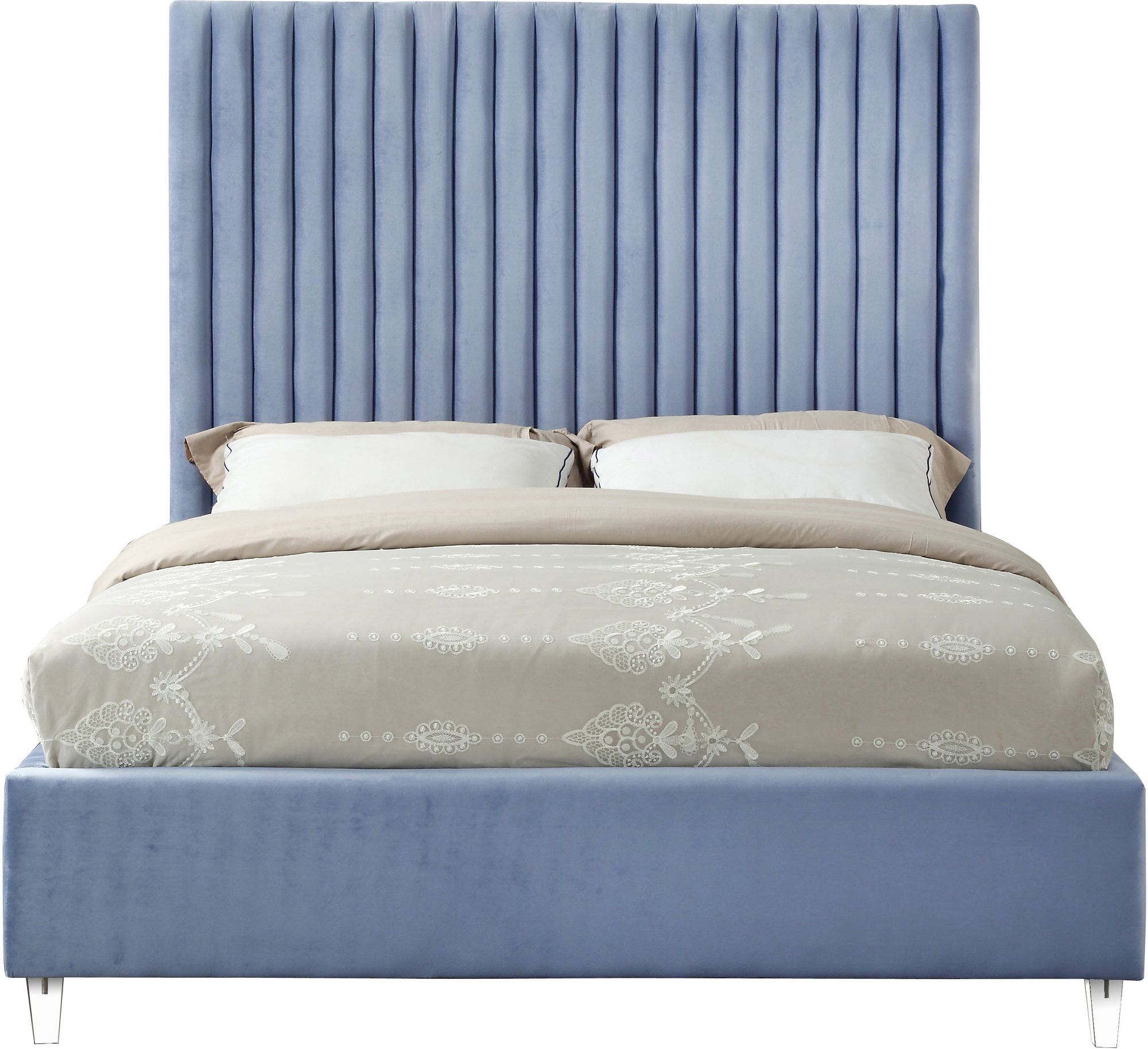 Candace Velvet King Size Bed