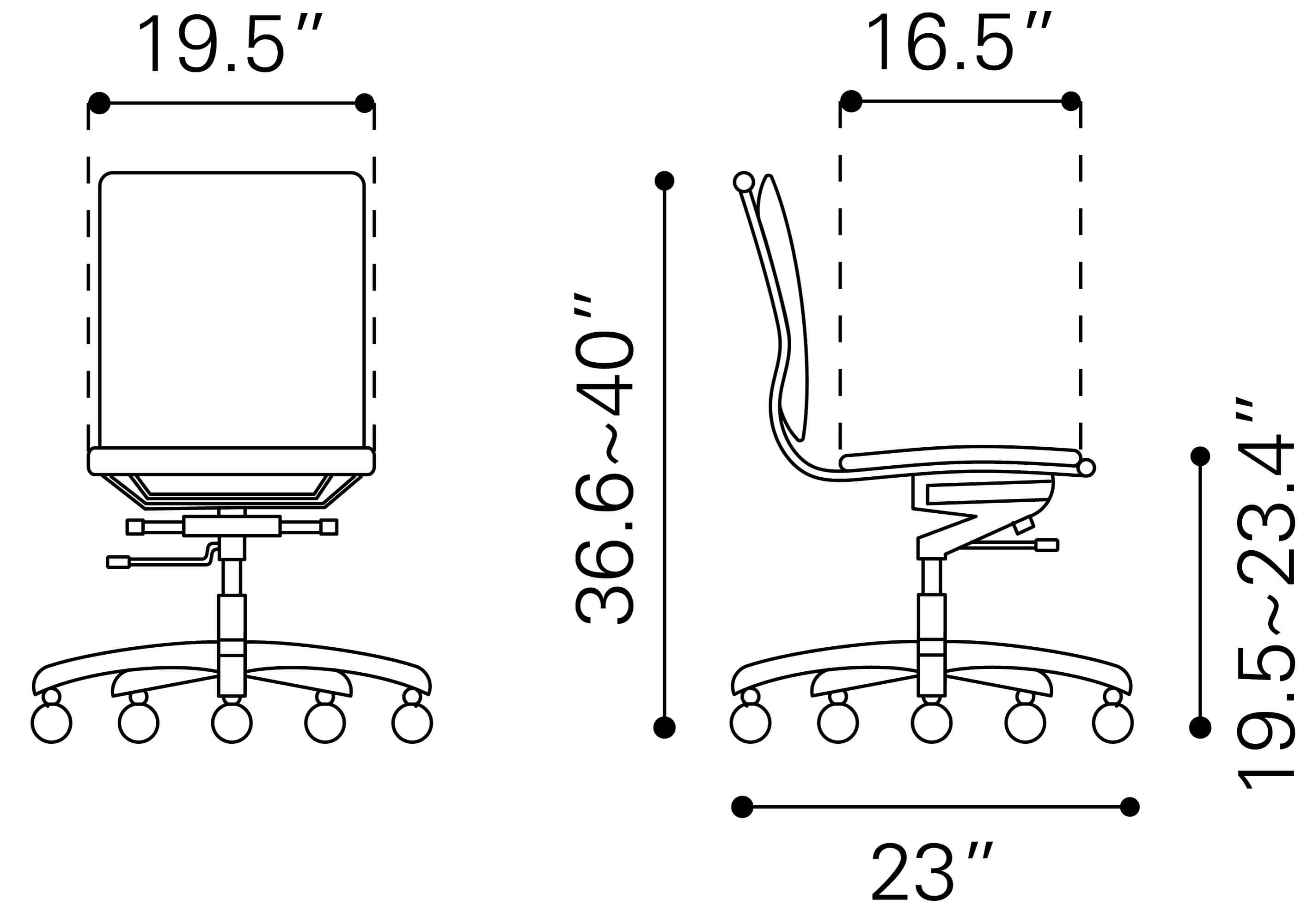 Lider Plus Leatherette Adjustable Height Office Chair w/o Arms