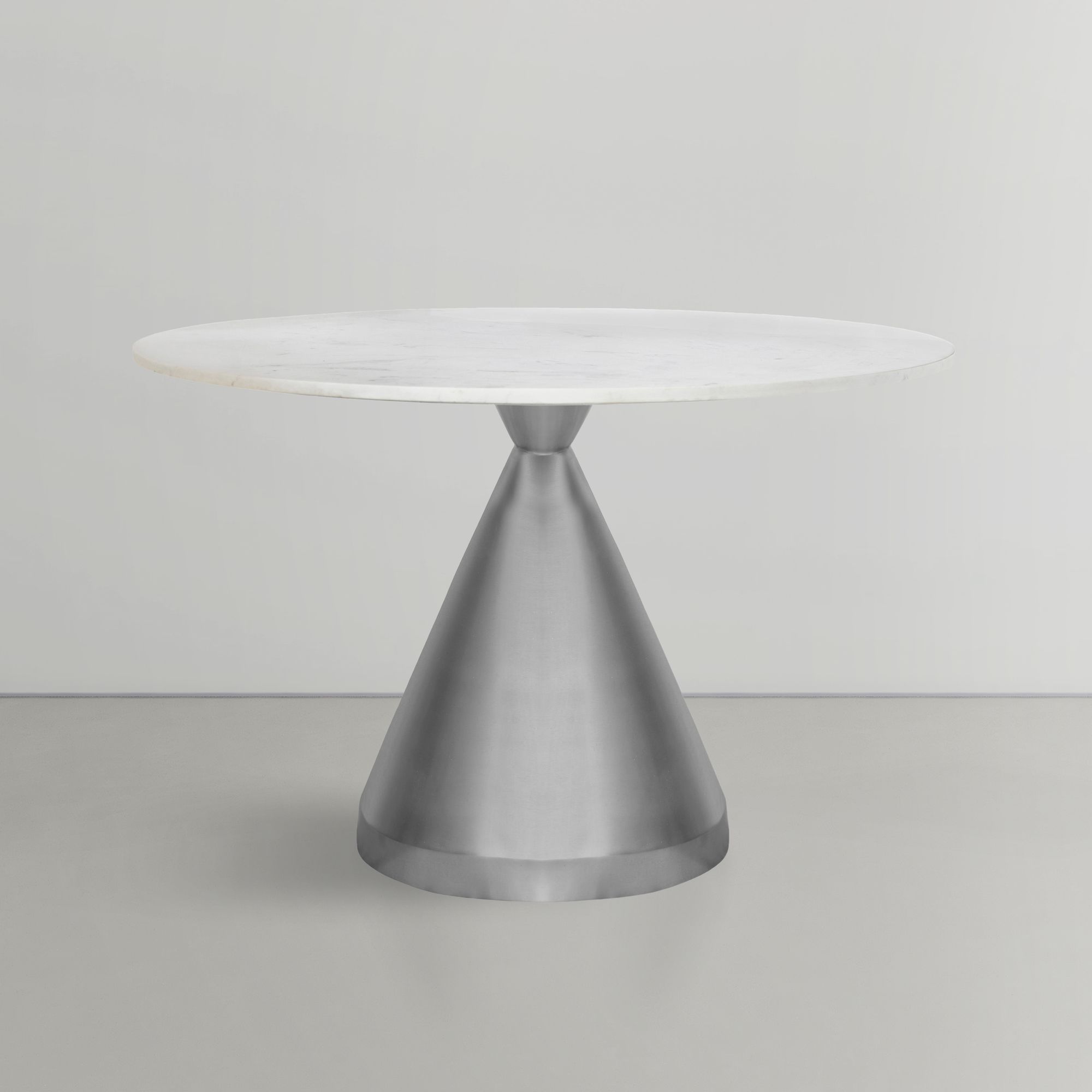 Emery 48" Round Marble Dining Table with Stainless Steel Base