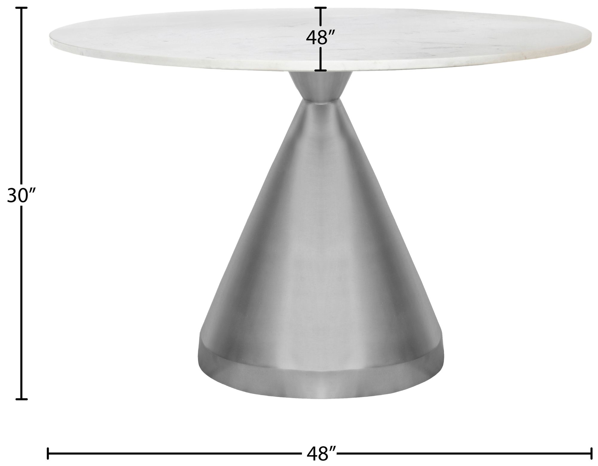 Emery 48" Round Marble Dining Table with Stainless Steel Base