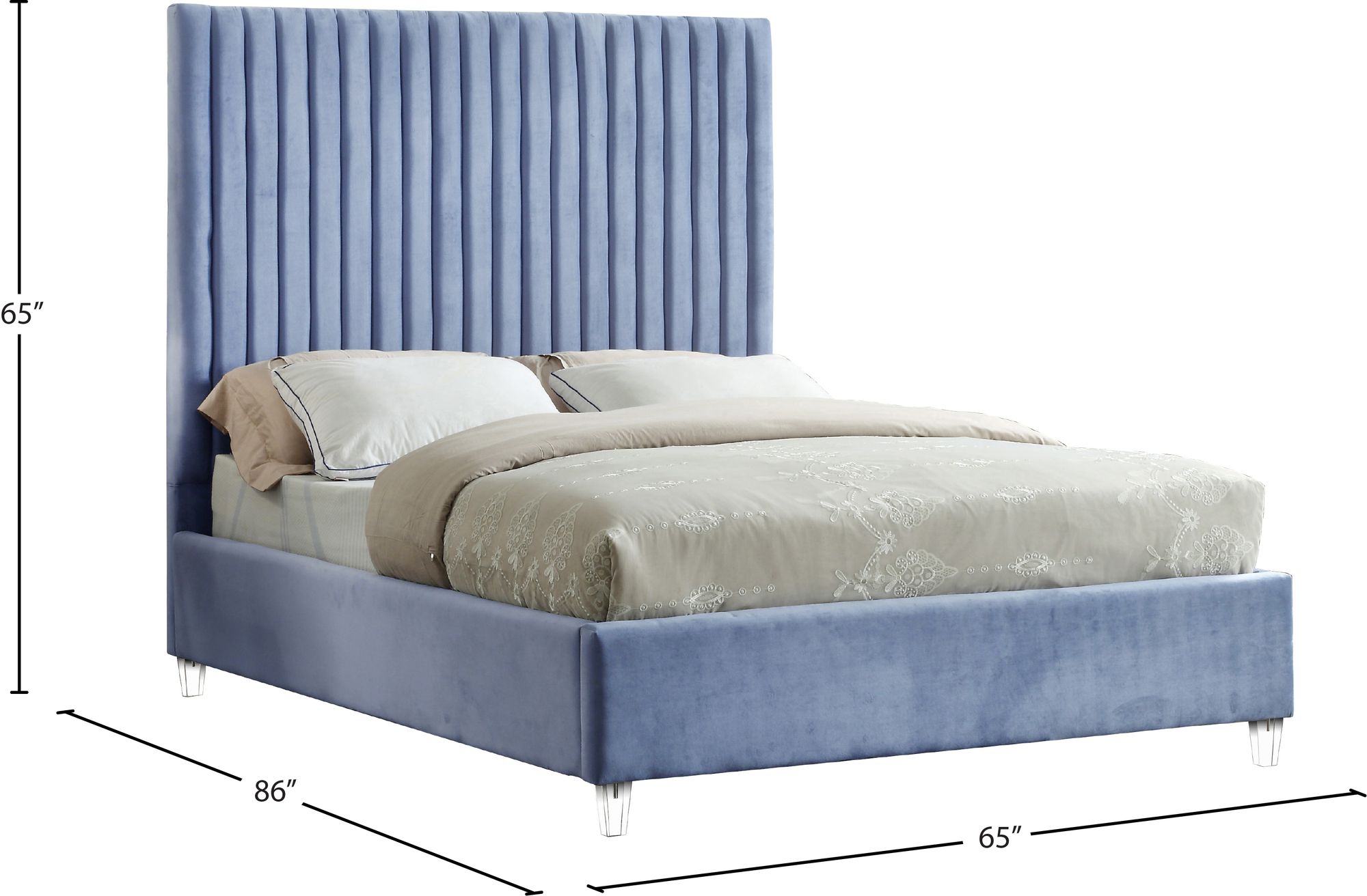 Candace Velvet Queen Size Bed