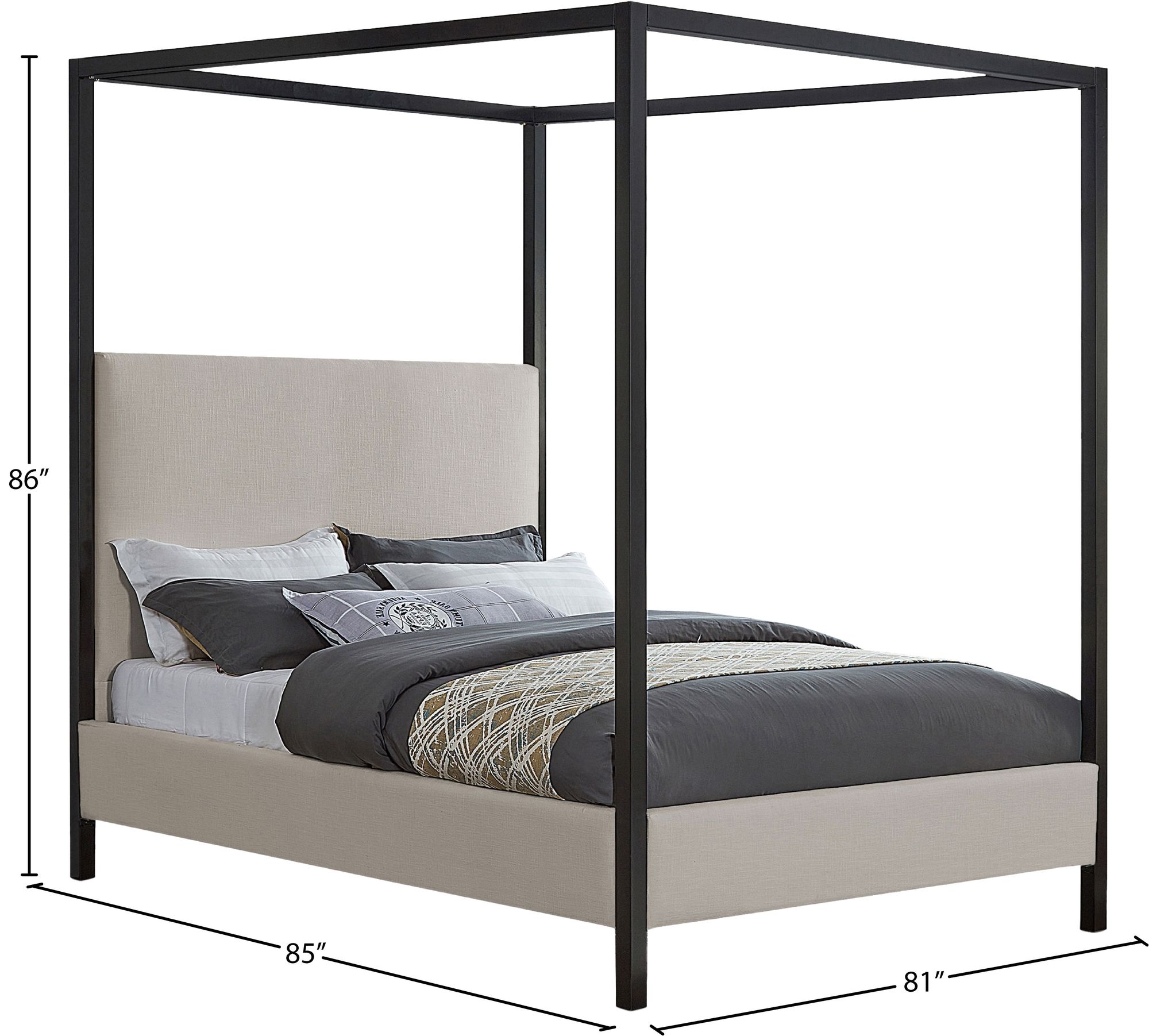 James Linen Fabric King Size Bed