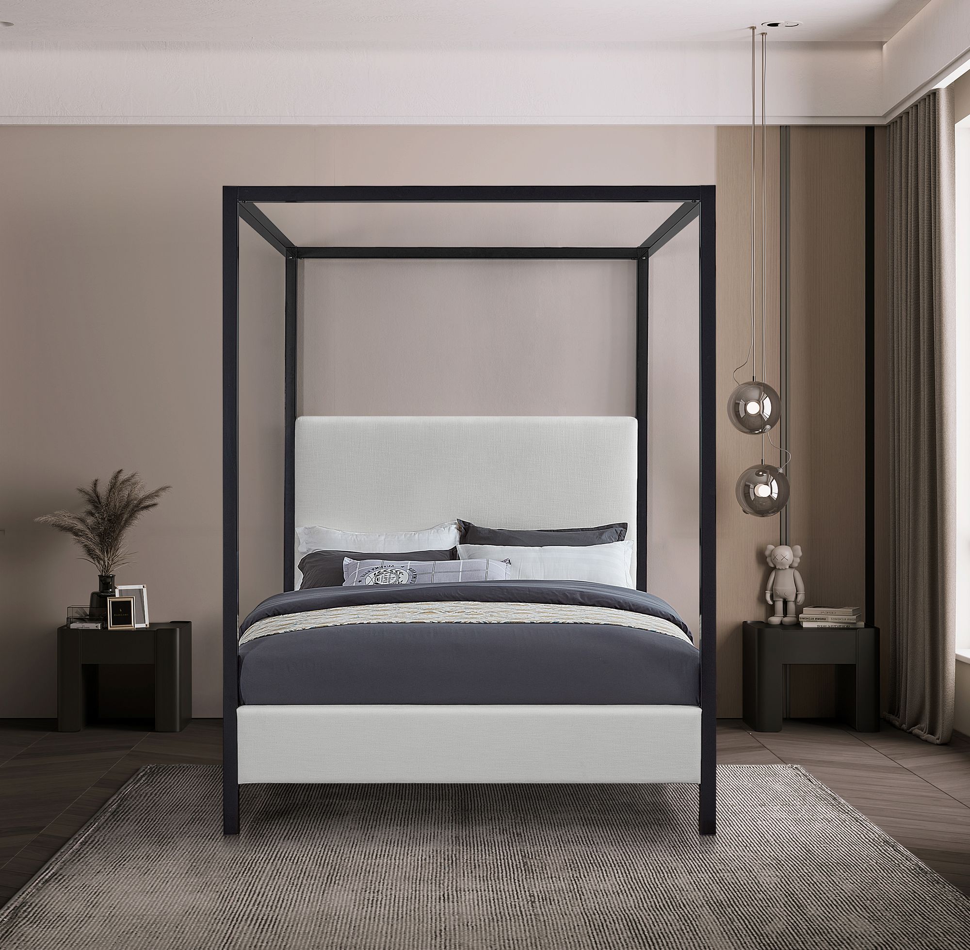 James Linen Fabric King Size Bed