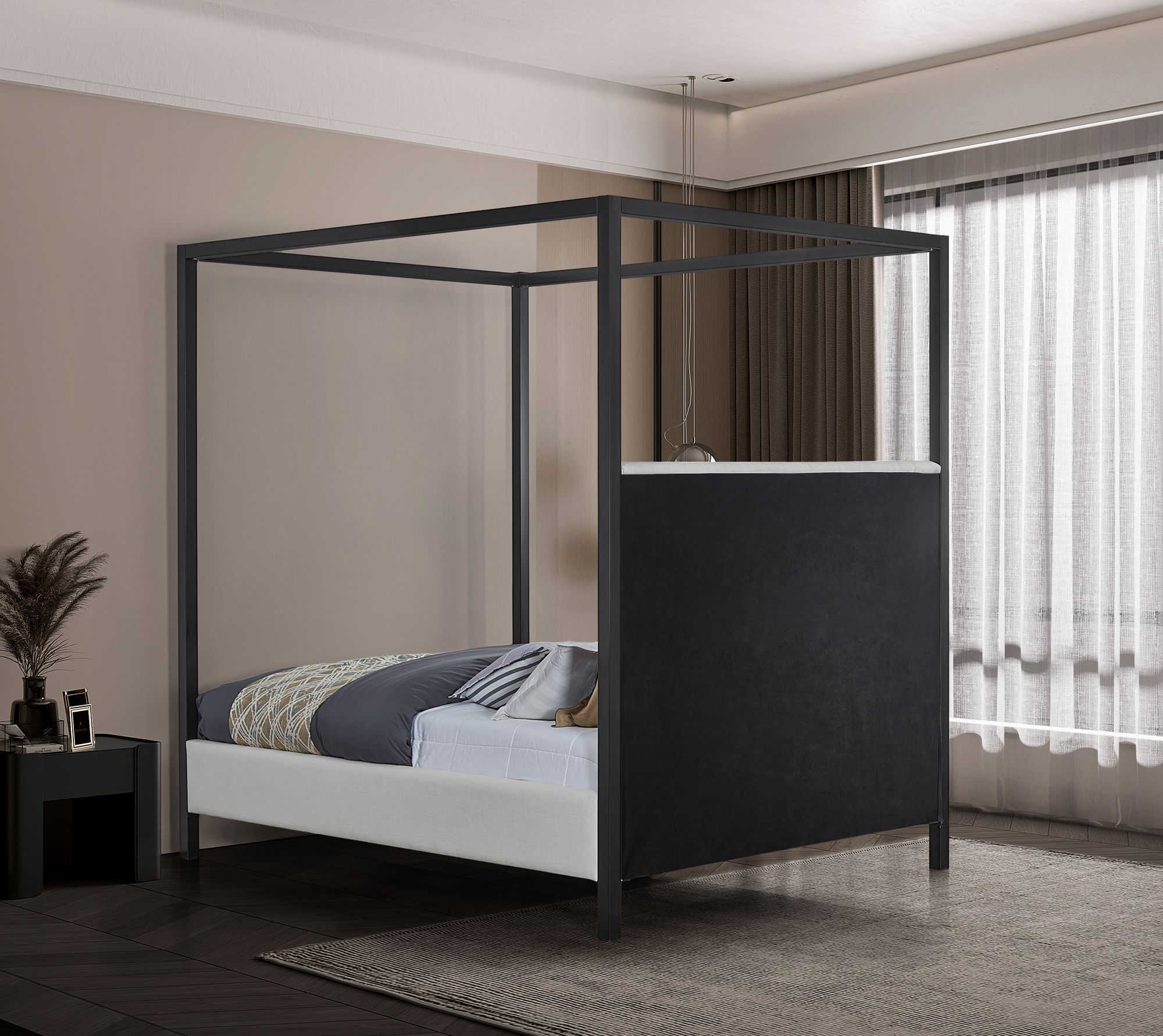 James Linen Fabric King Size Bed