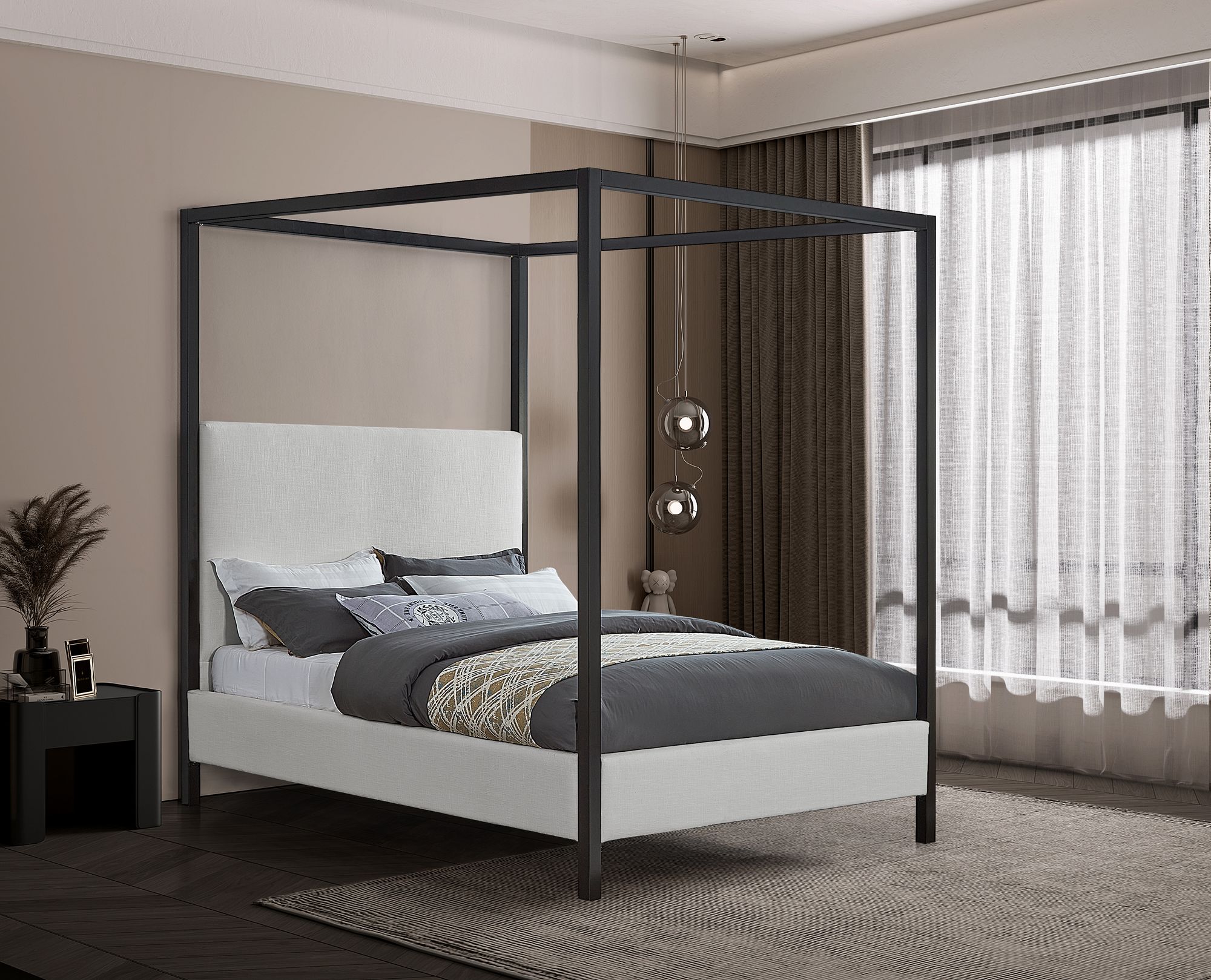 James Linen Fabric Queen Size Bed