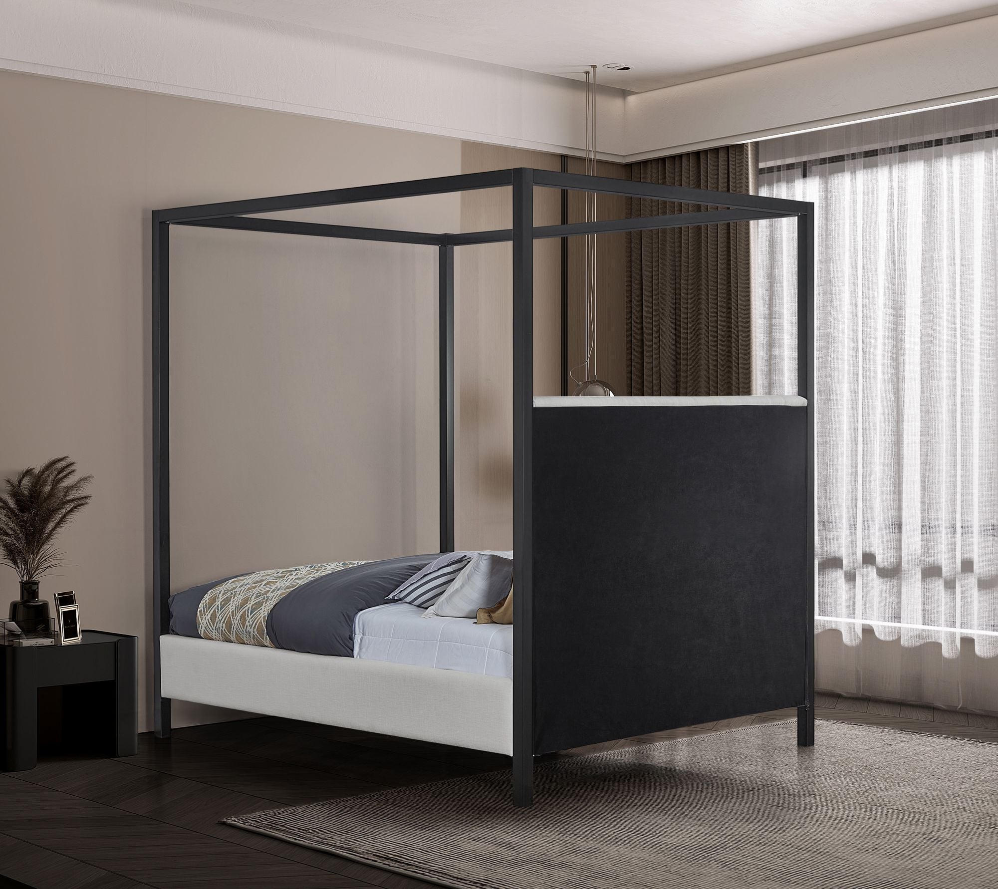 James Linen Fabric Queen Size Bed
