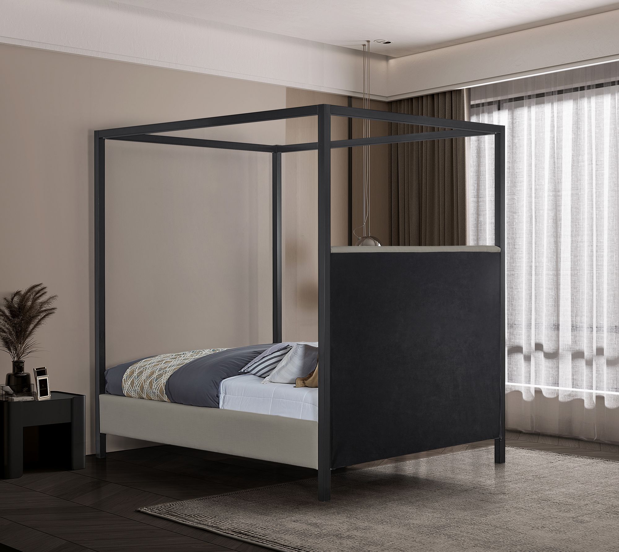 James Linen Fabric King Size Bed