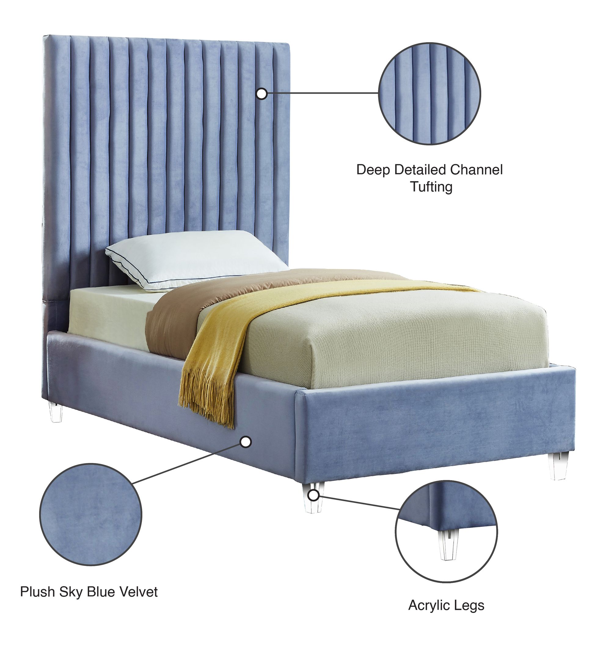 Candace Velvet Twin Size Bed