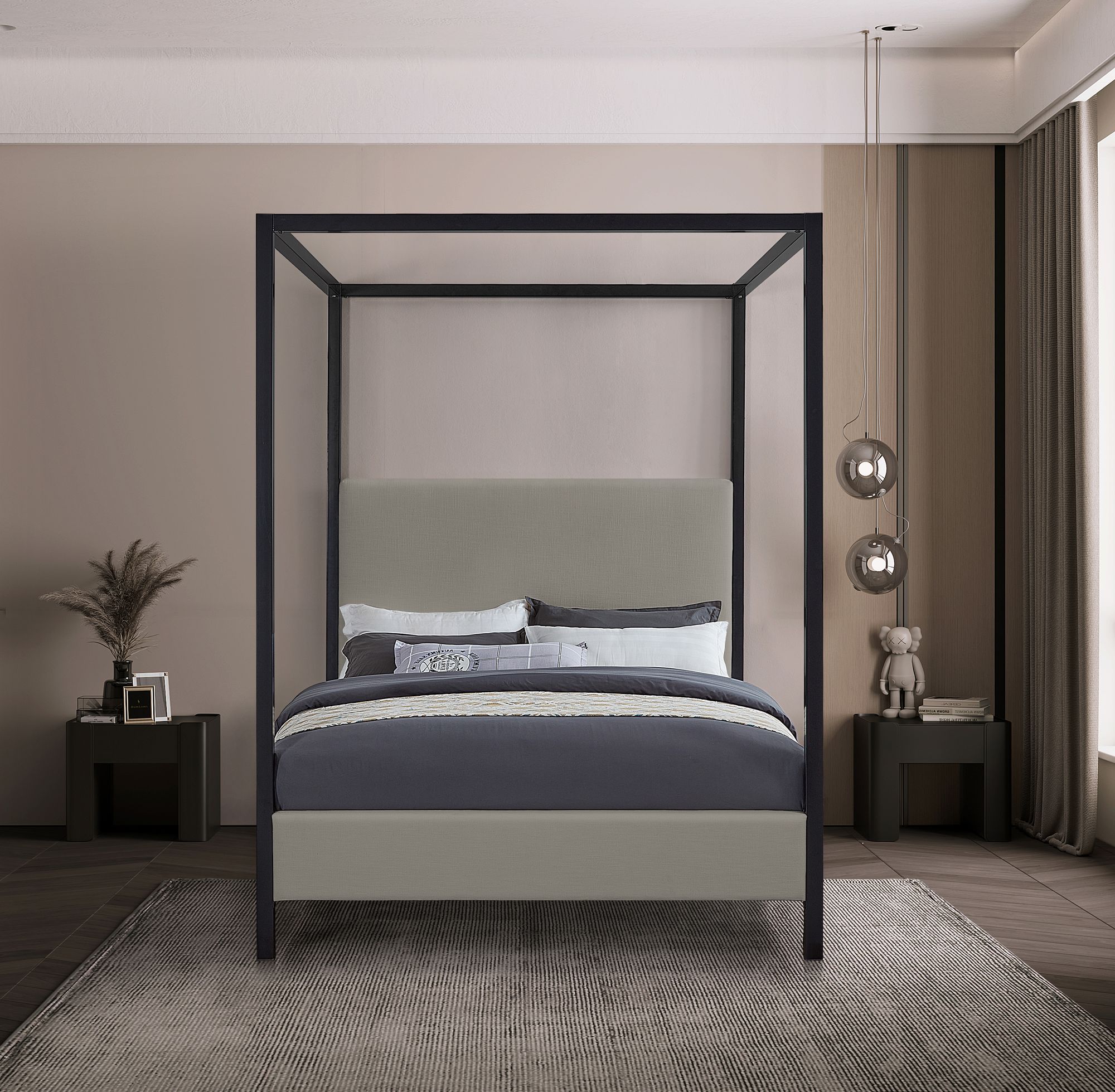 James Linen Fabric Queen Size Bed