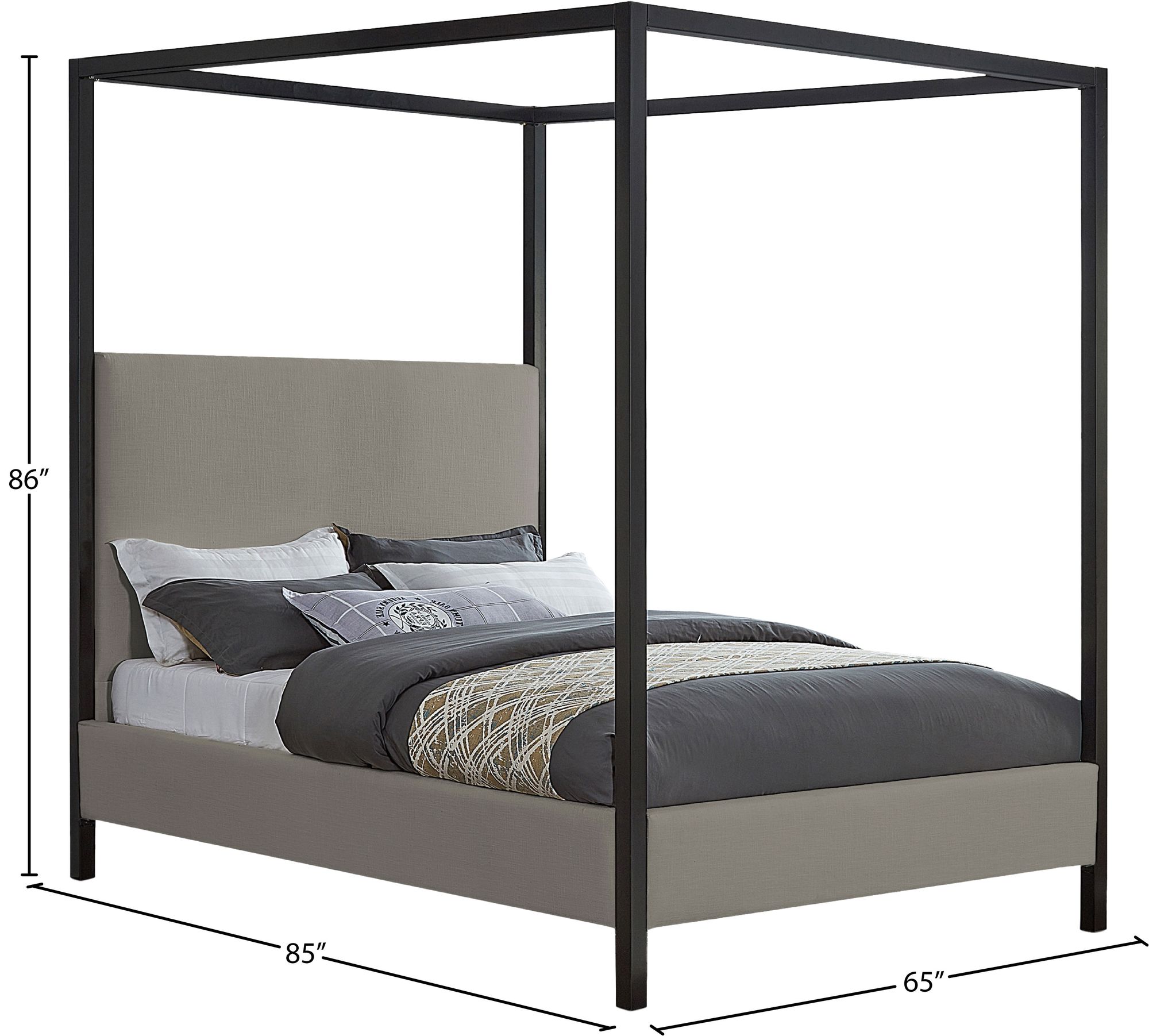 James Linen Fabric Queen Size Bed