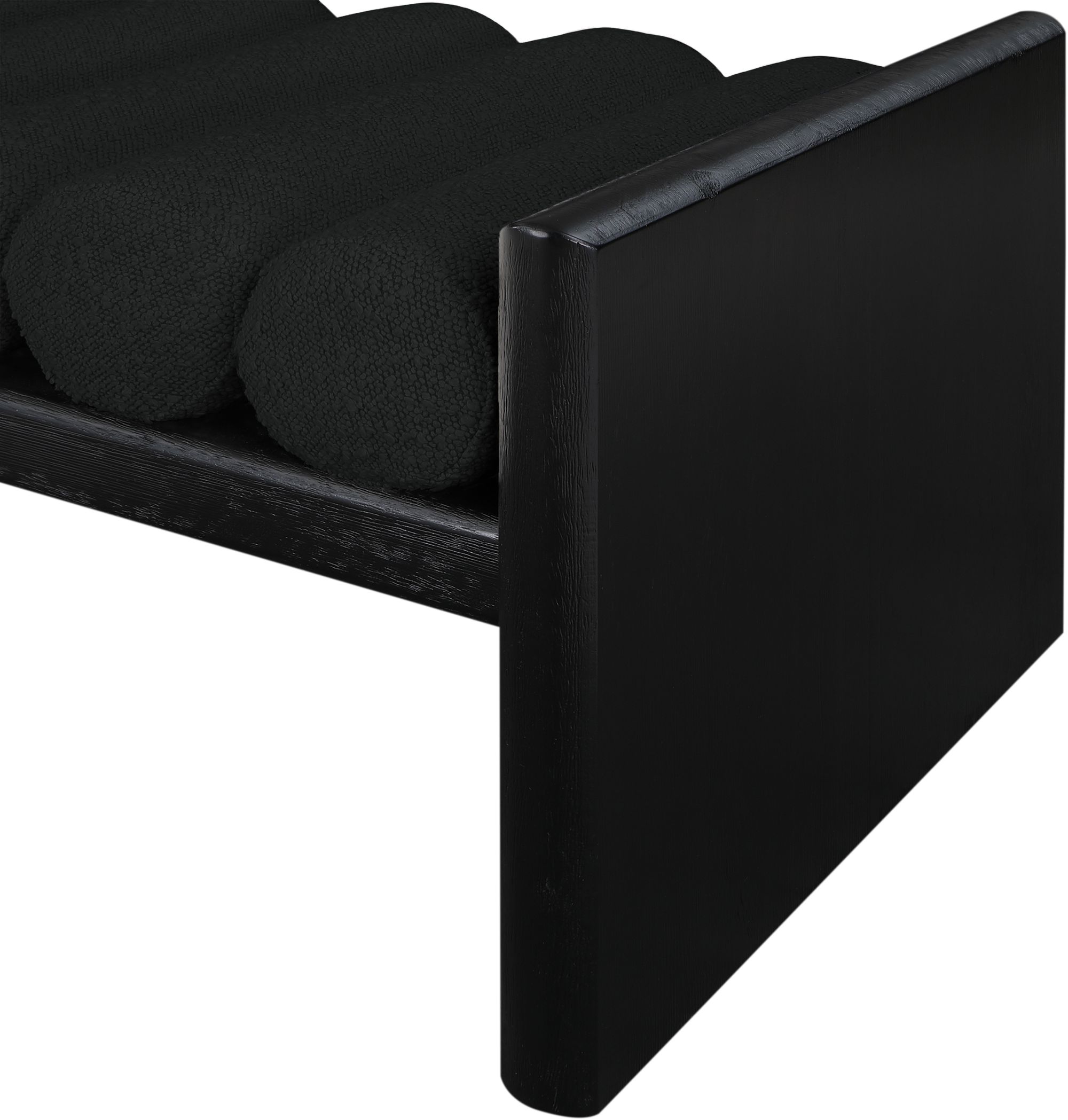 Waverly 32" Boucle Fabric Bench with Solid Wood Rich Black Finish