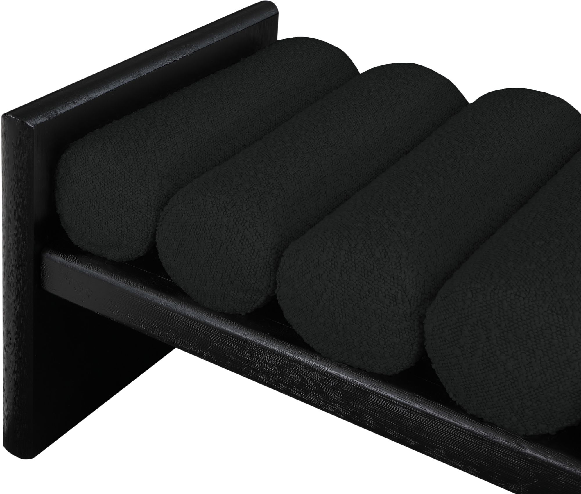 Waverly 32" Boucle Fabric Bench with Solid Wood Rich Black Finish