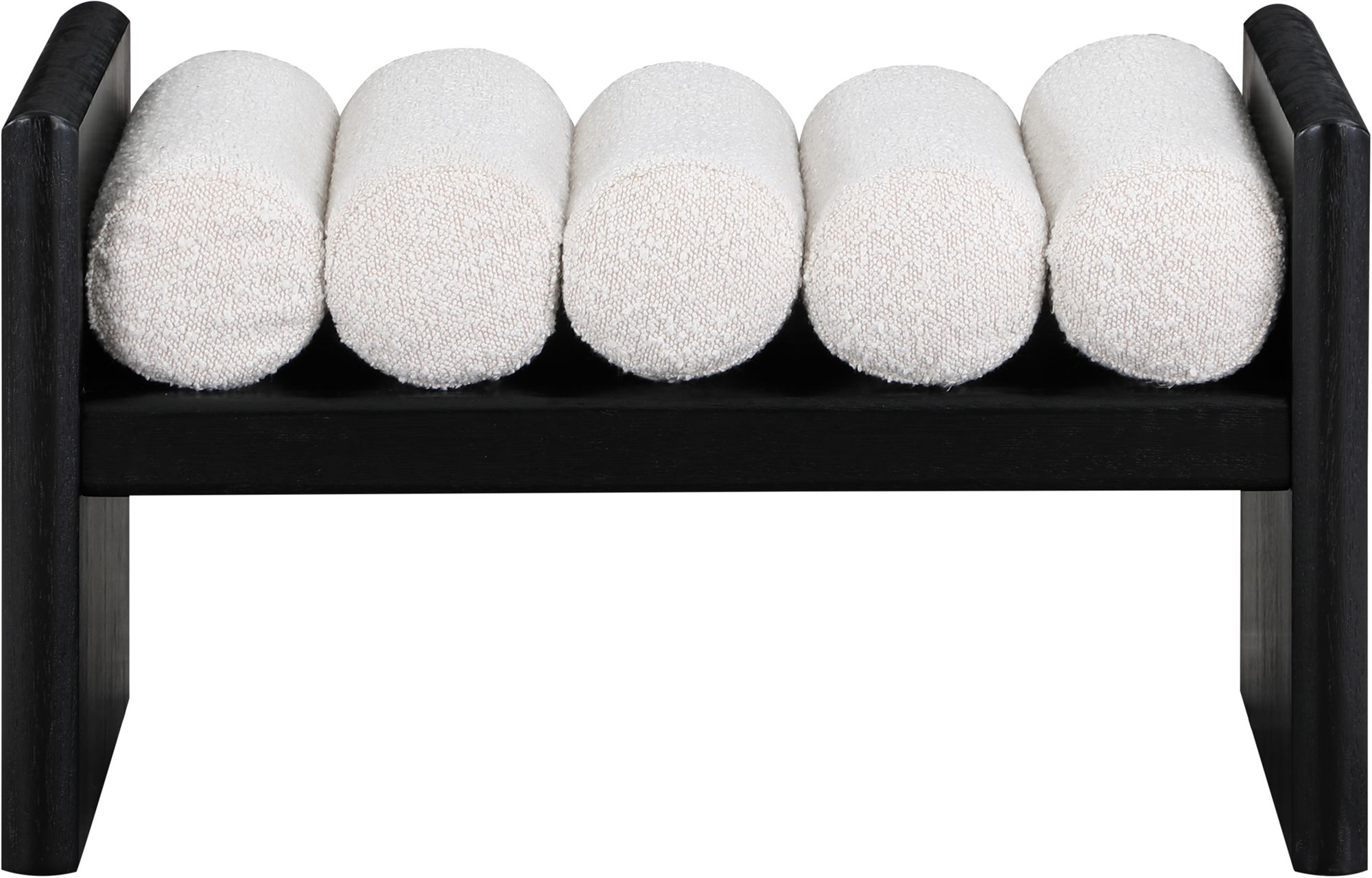 Waverly 32" Boucle Fabric Bench with Solid Wood Rich Black Finish
