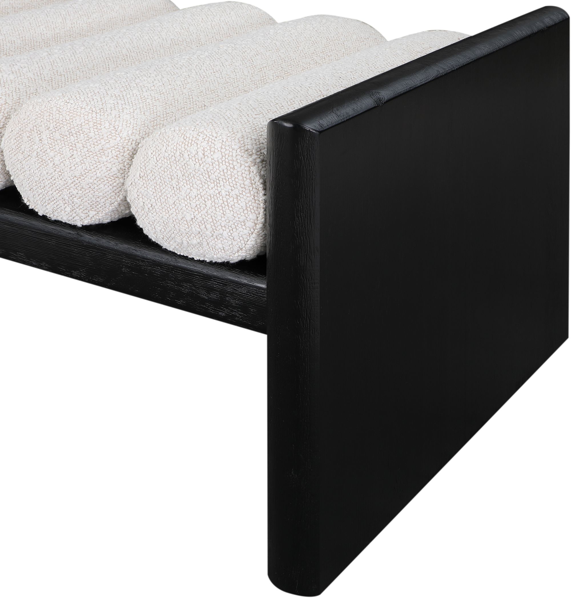 Waverly 32" Boucle Fabric Bench with Solid Wood Rich Black Finish