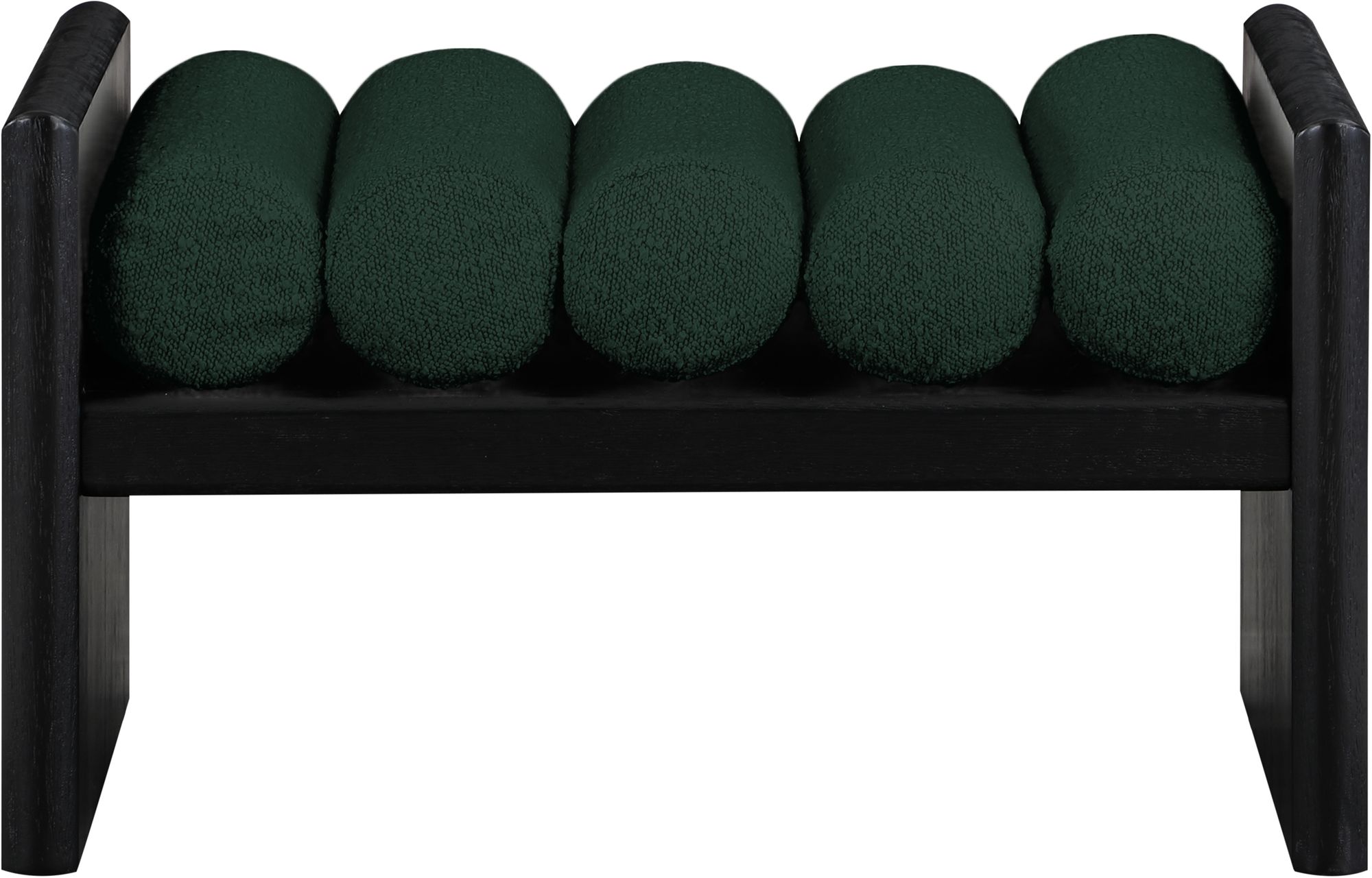 Waverly 32" Boucle Fabric Bench with Solid Wood Rich Black Finish