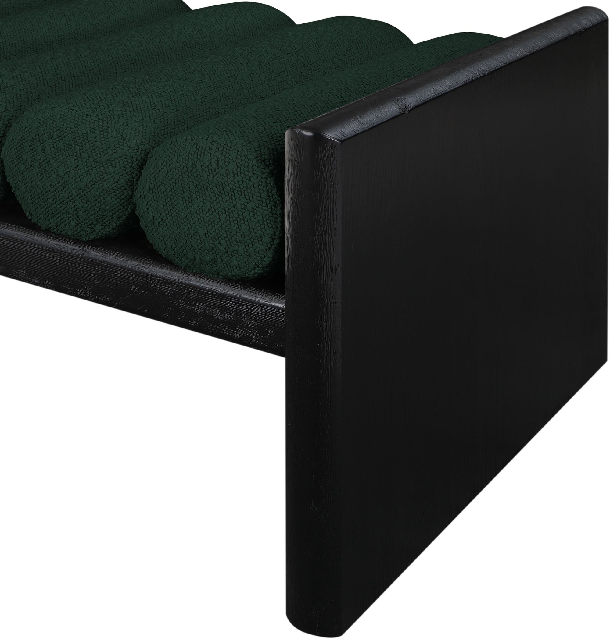 Waverly 32" Boucle Fabric Bench with Solid Wood Rich Black Finish