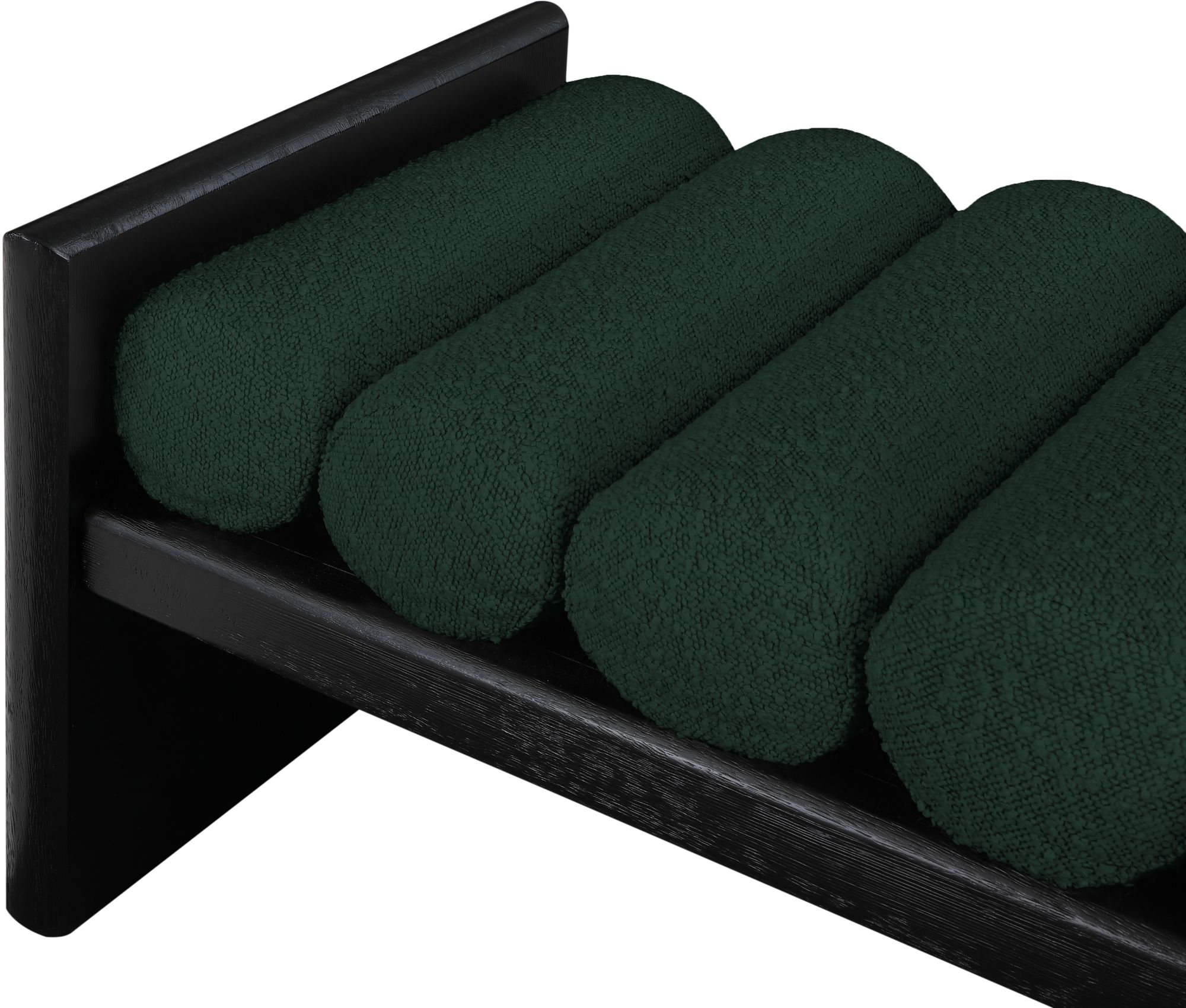 Waverly 32" Boucle Fabric Bench with Solid Wood Rich Black Finish
