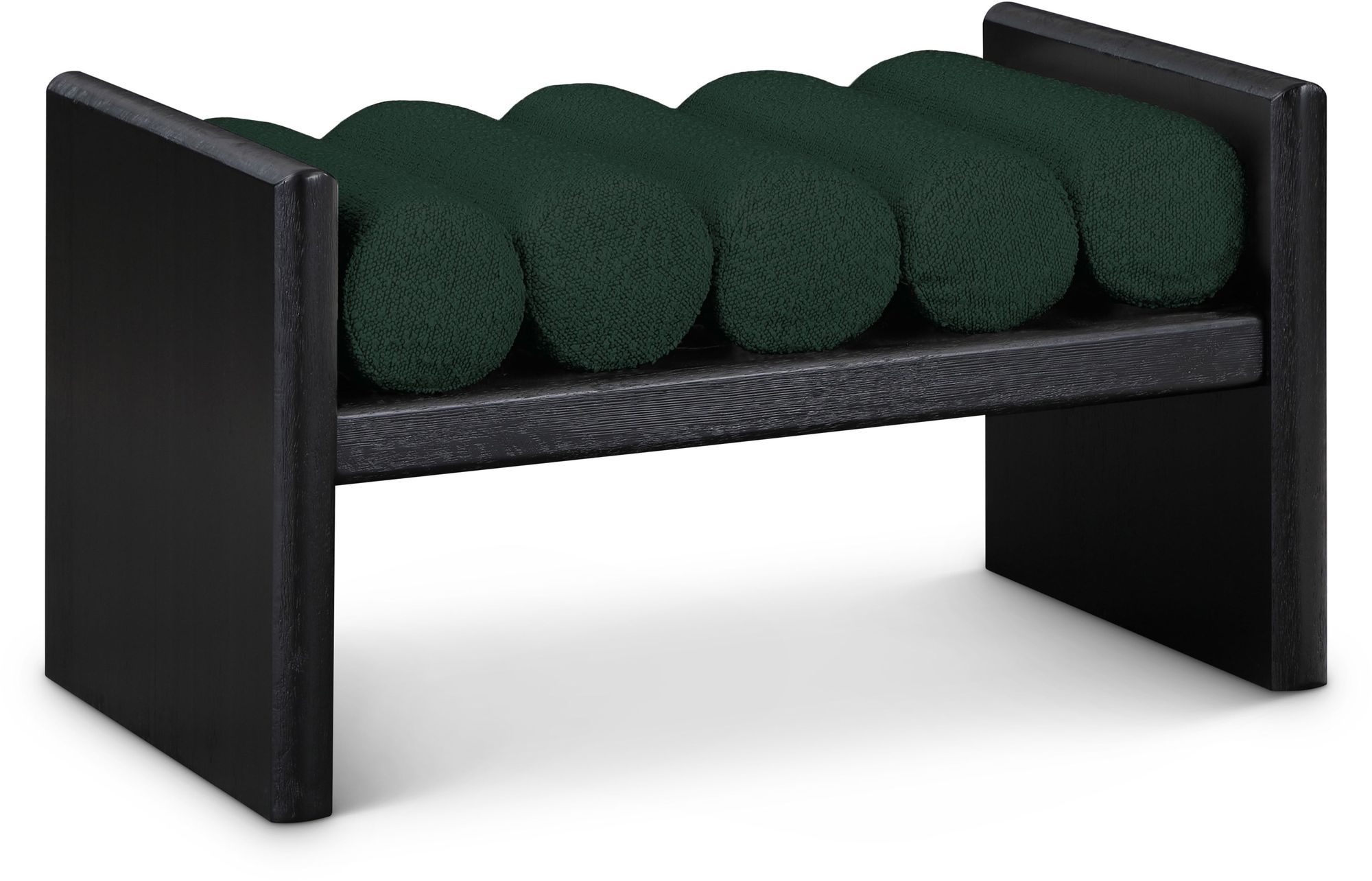 Waverly 32" Boucle Fabric Bench with Solid Wood Rich Black Finish