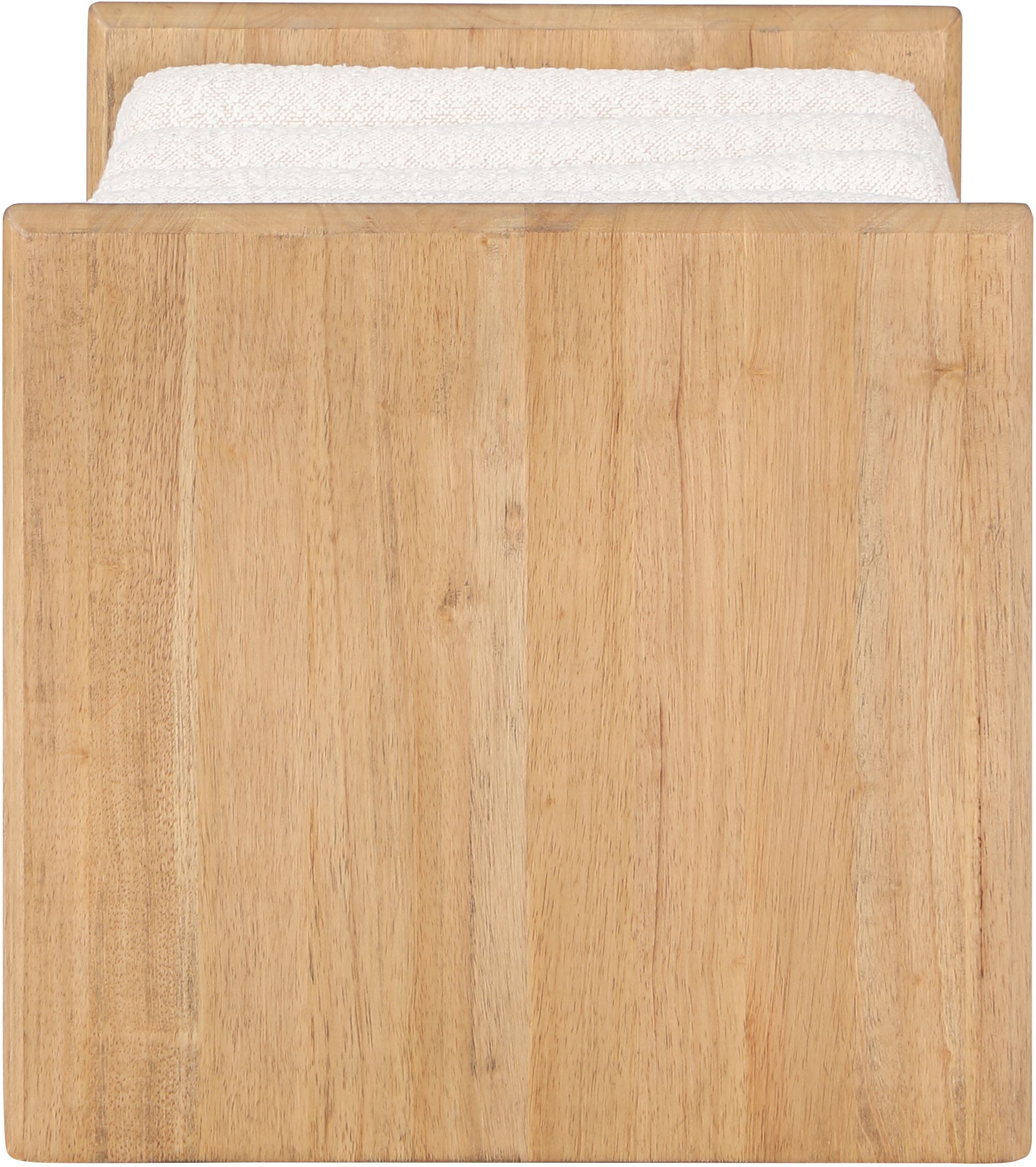 Waverly 32" Boucle Fabric Bench with Solid Wood Rich Natural Finish