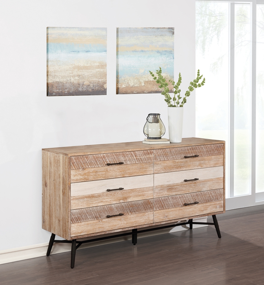 Marlow Wood Double Dresser w/6 Drawers