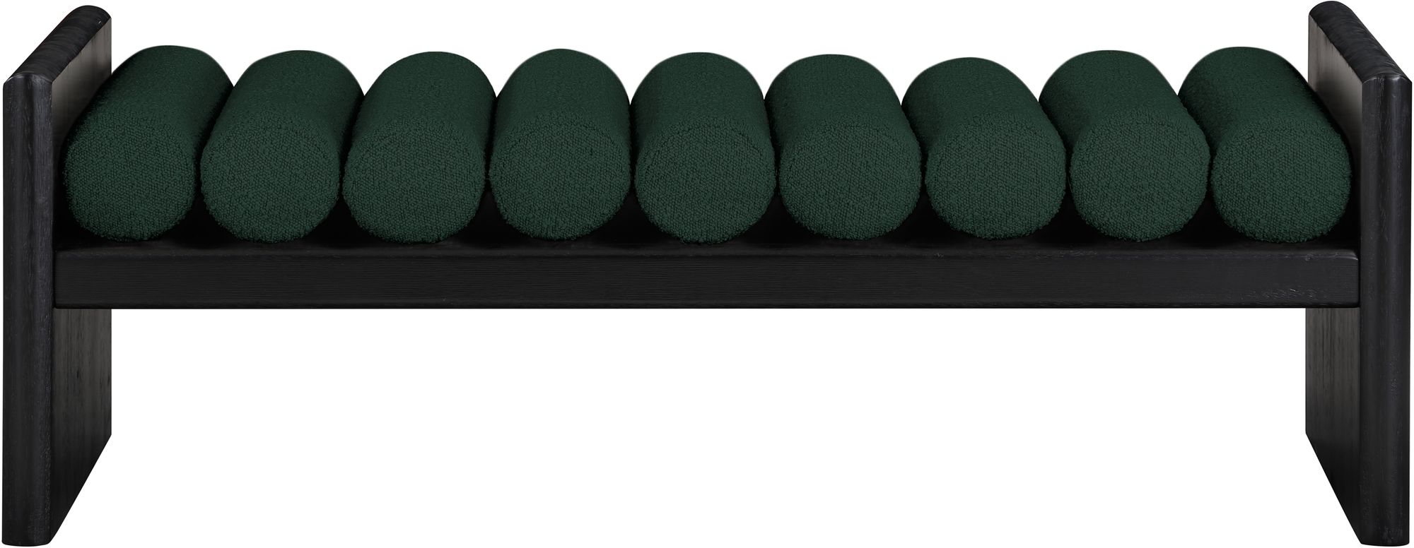 Waverly 52" Boucle Fabric Bench with Solid Wood Rich Black Finish