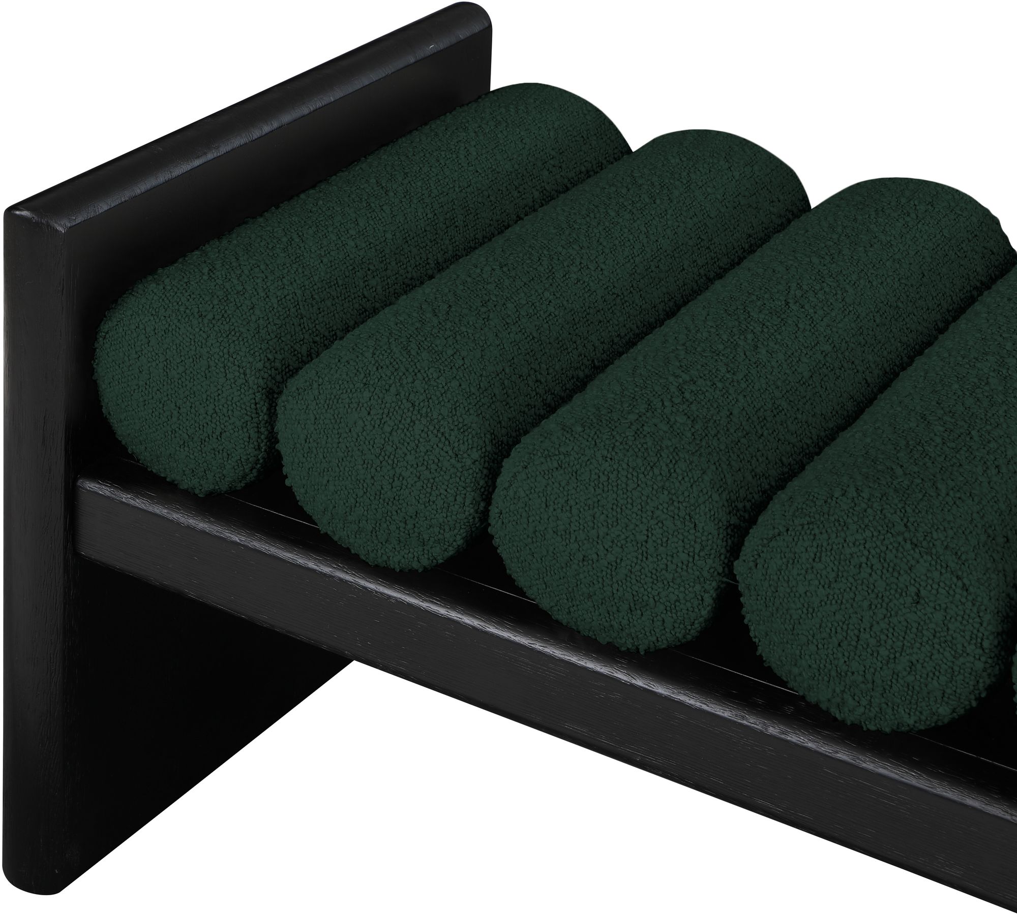 Waverly 52" Boucle Fabric Bench with Solid Wood Rich Black Finish