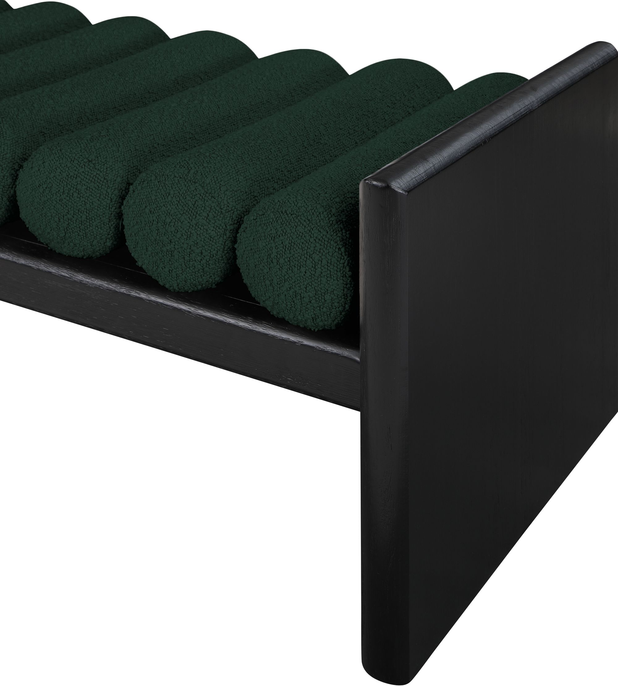Waverly 52" Boucle Fabric Bench with Solid Wood Rich Black Finish