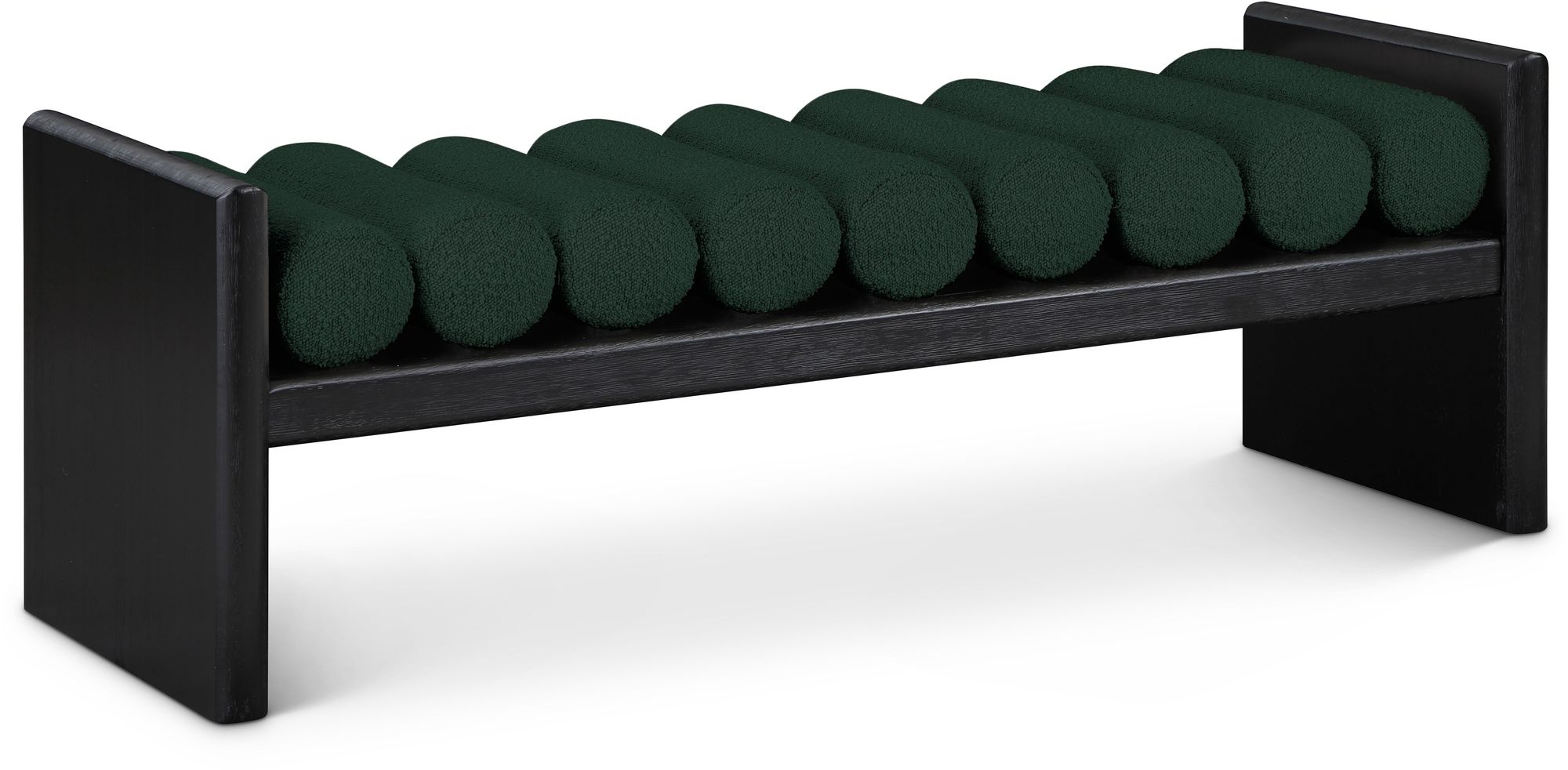 Waverly 52" Boucle Fabric Bench with Solid Wood Rich Black Finish