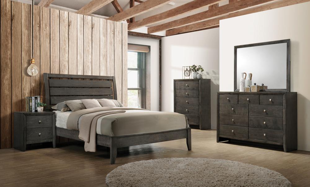Serenity Wood Panel Bed, Queen Size