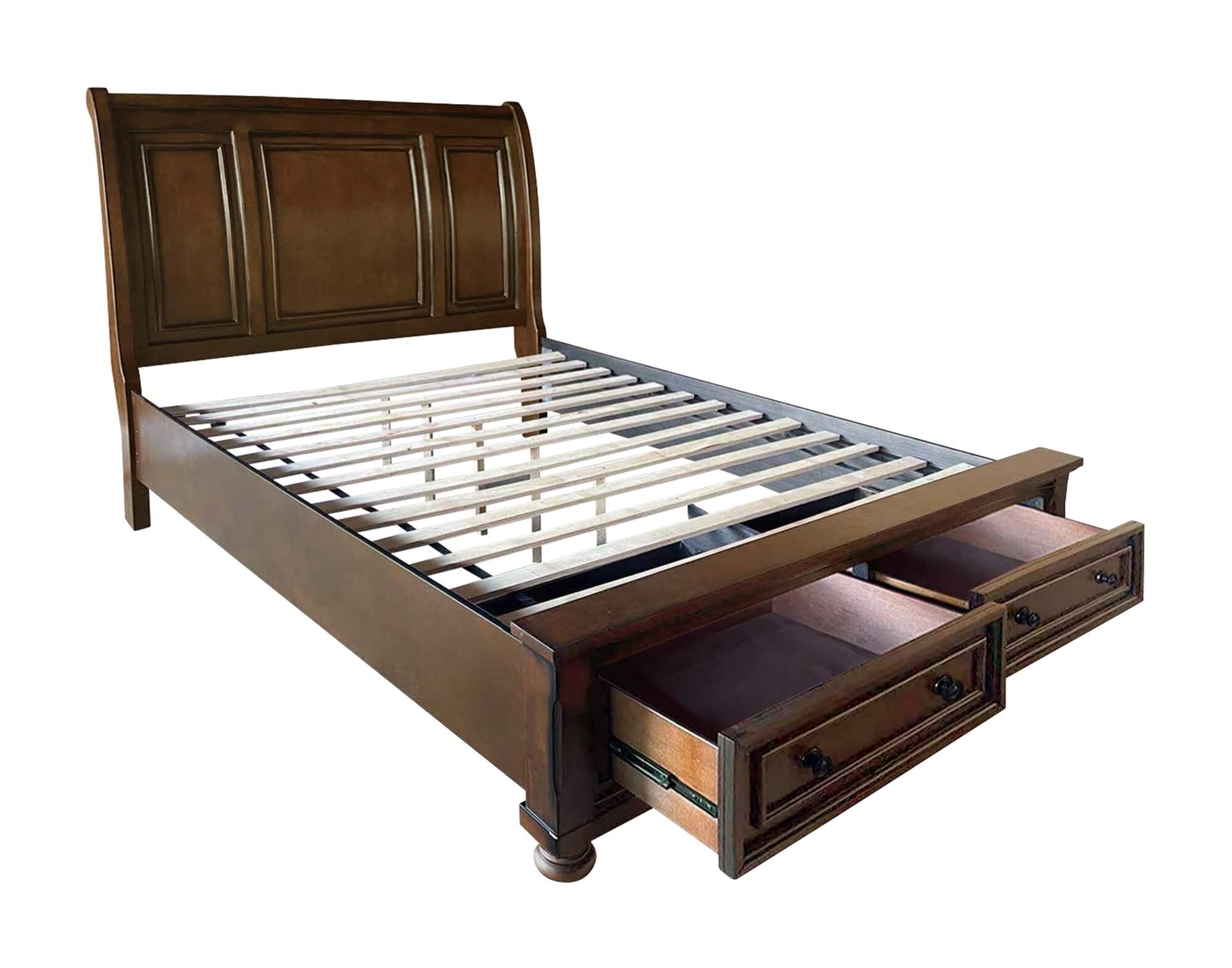 Cumberland Wood/Wood Veneer Sleigh Storage Platform Bedroom Set