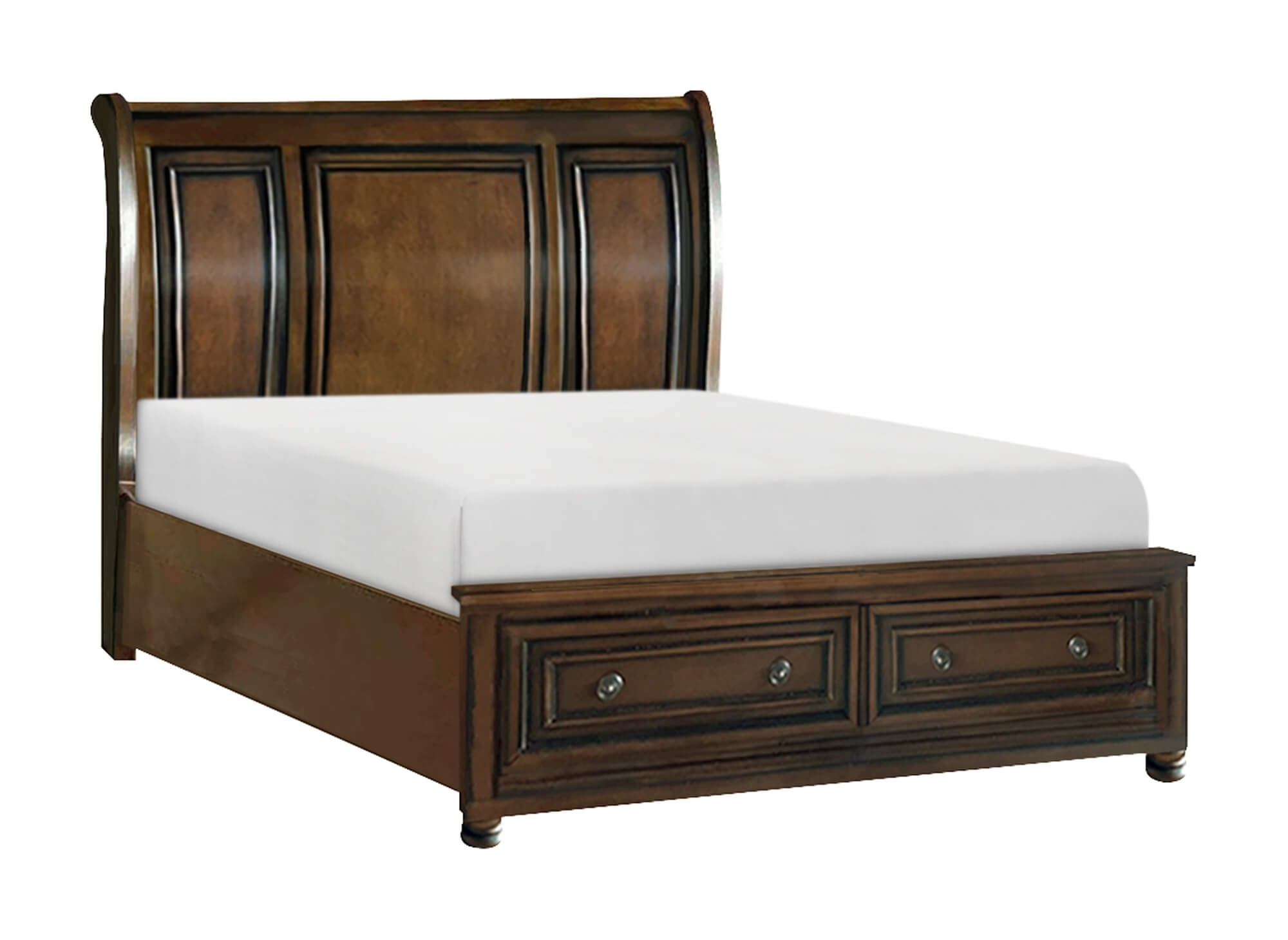 Cumberland Sleigh Platform Bed w/ Footboard Storage
