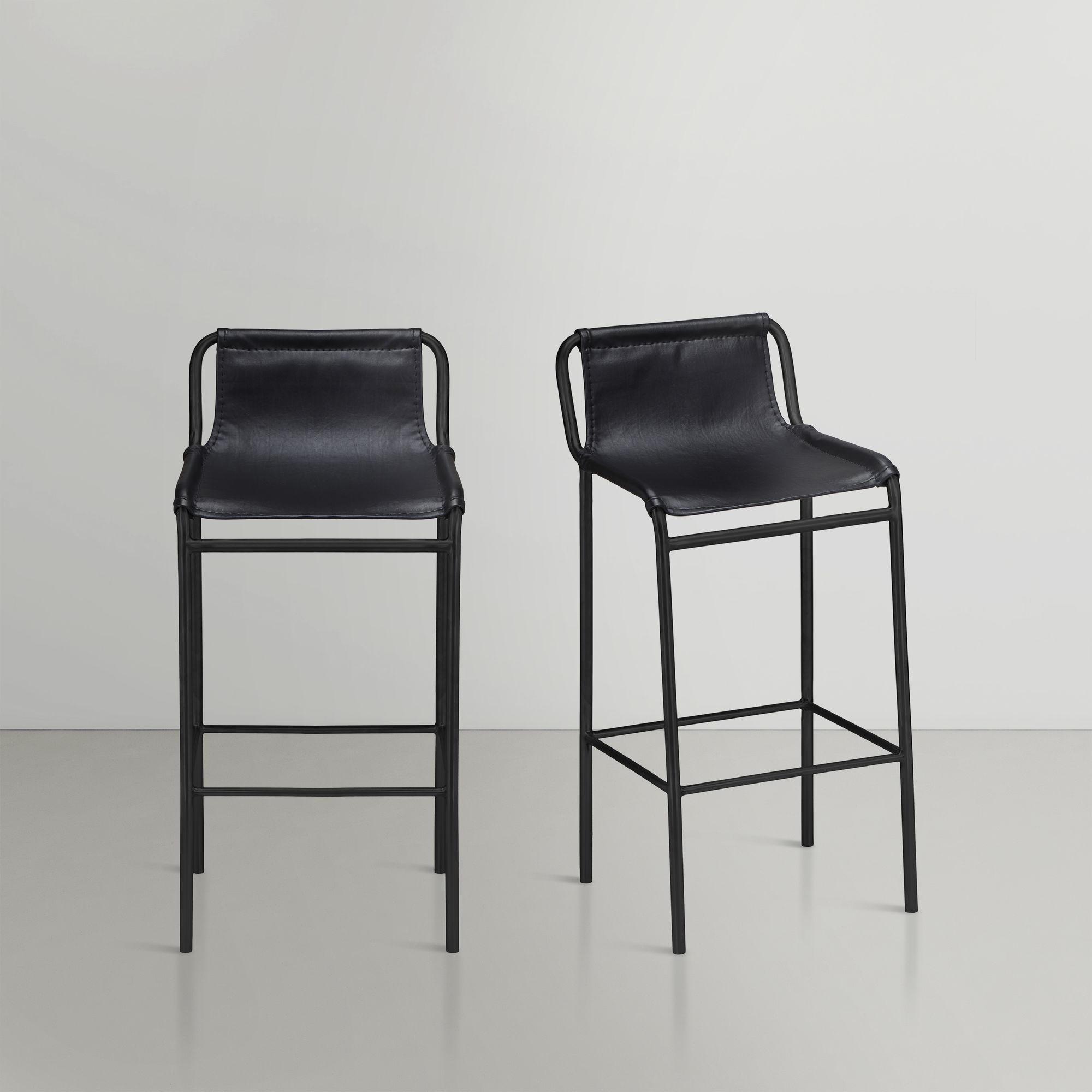 Dax Faux Leather Counter Stool with Matte Black Metal Frame