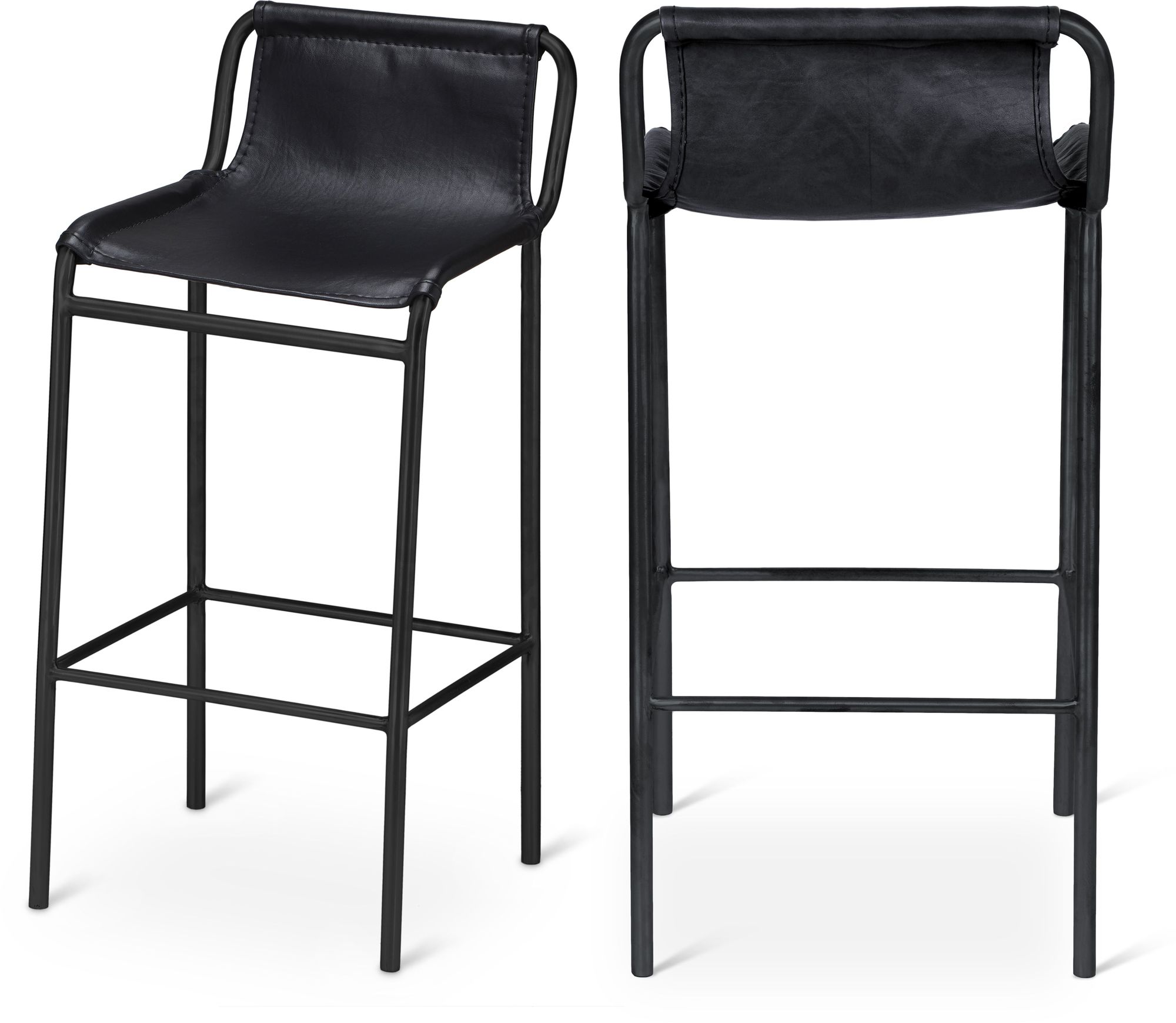 Dax Faux Leather Counter Stool with Matte Black Metal Frame