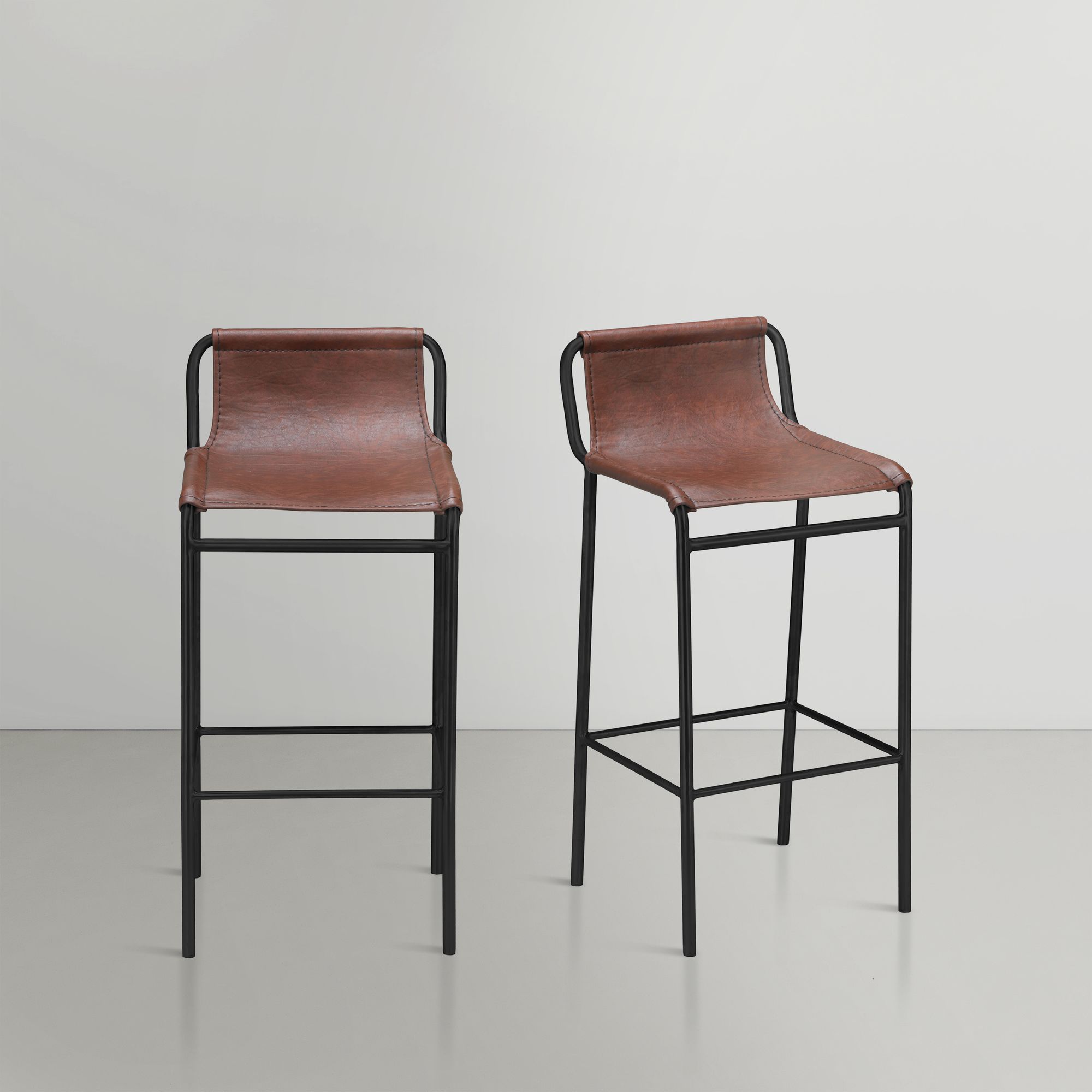 Dax Faux Leather Counter Stool with Matte Black Metal Frame