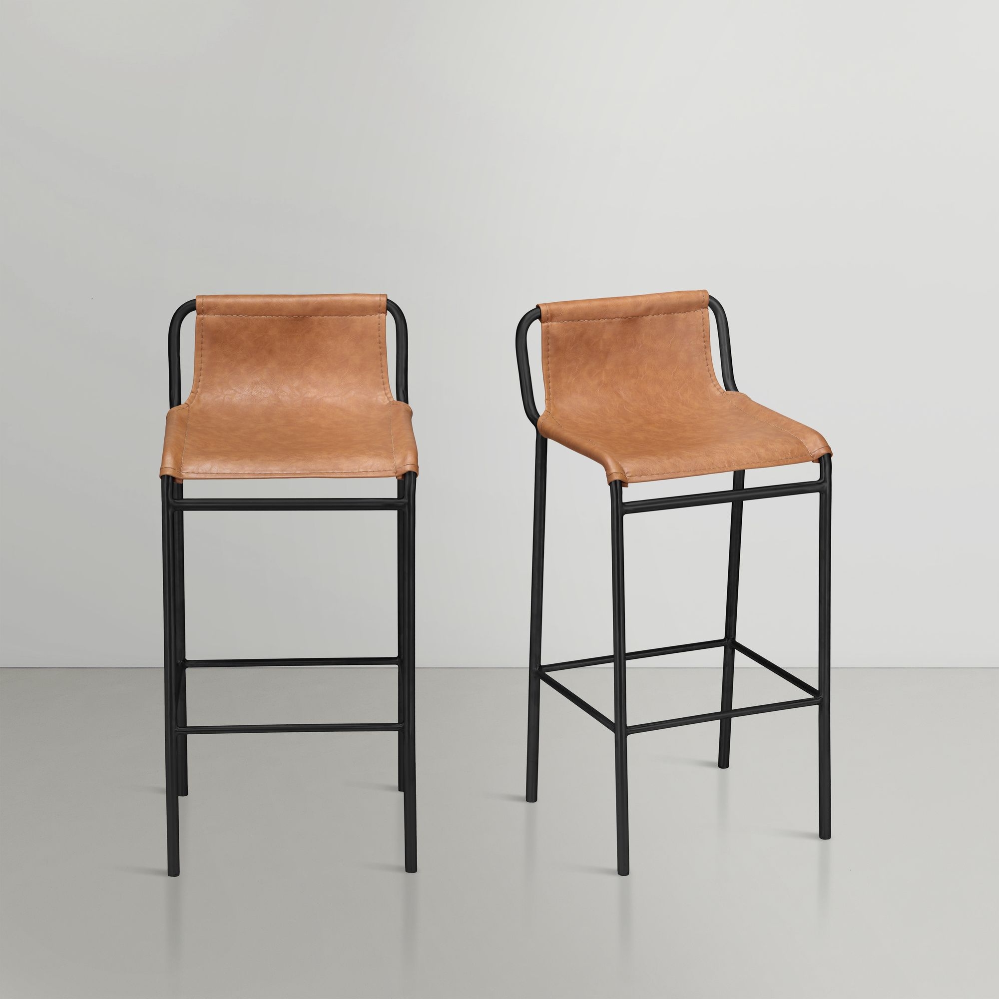 Dax Faux Leather Counter Stool with Matte Black Metal Frame