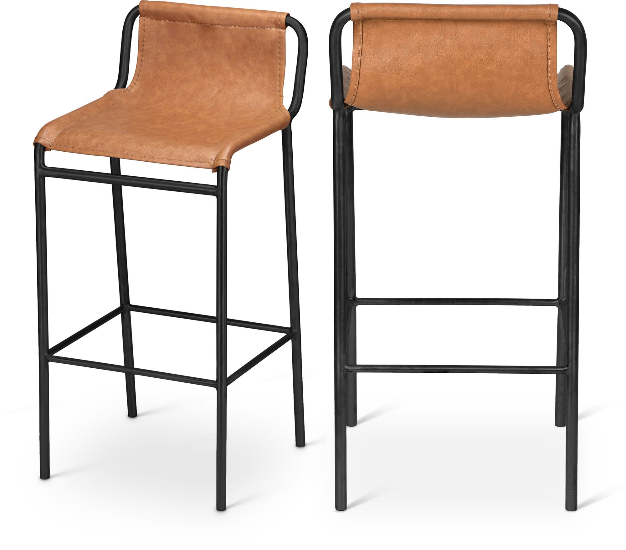 Dax Faux Leather Counter Stool with Matte Black Metal Frame