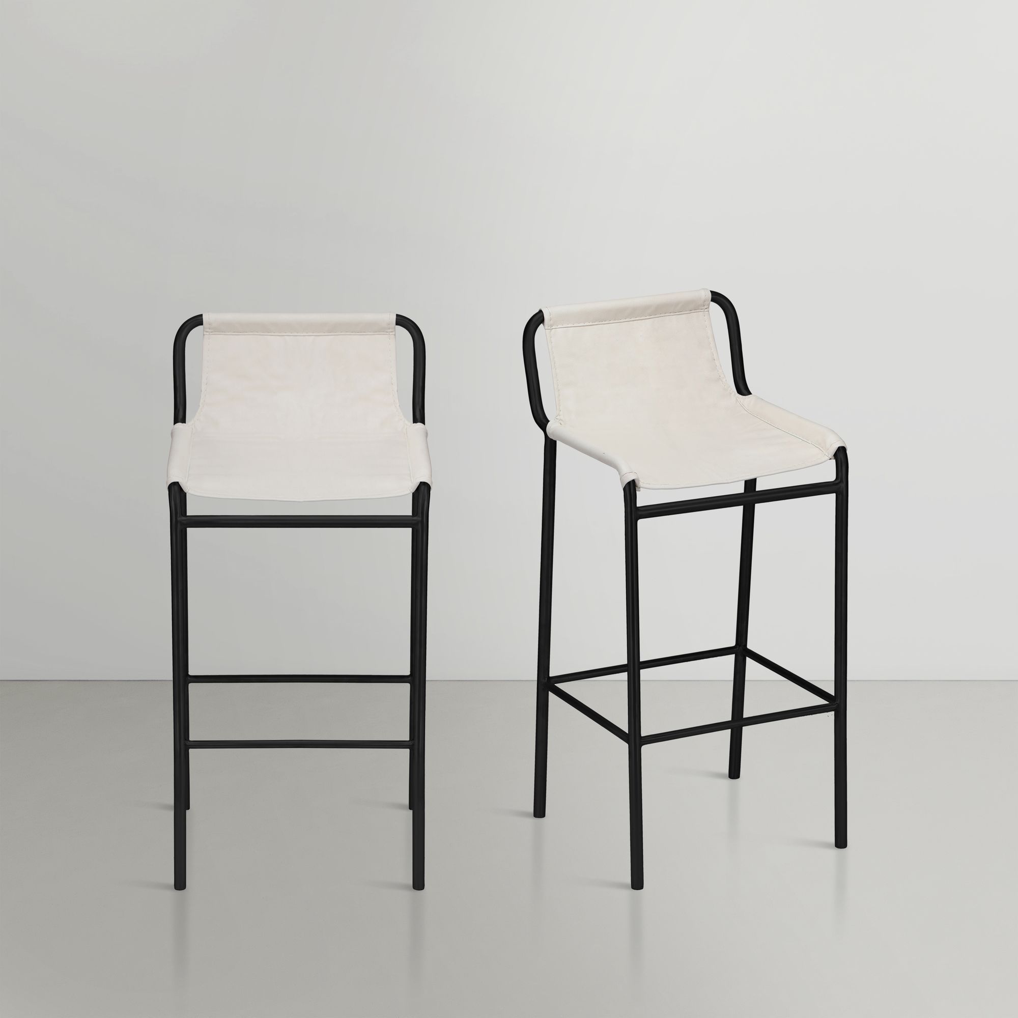 Dax Faux Leather Counter Stool with Matte Black Metal Frame