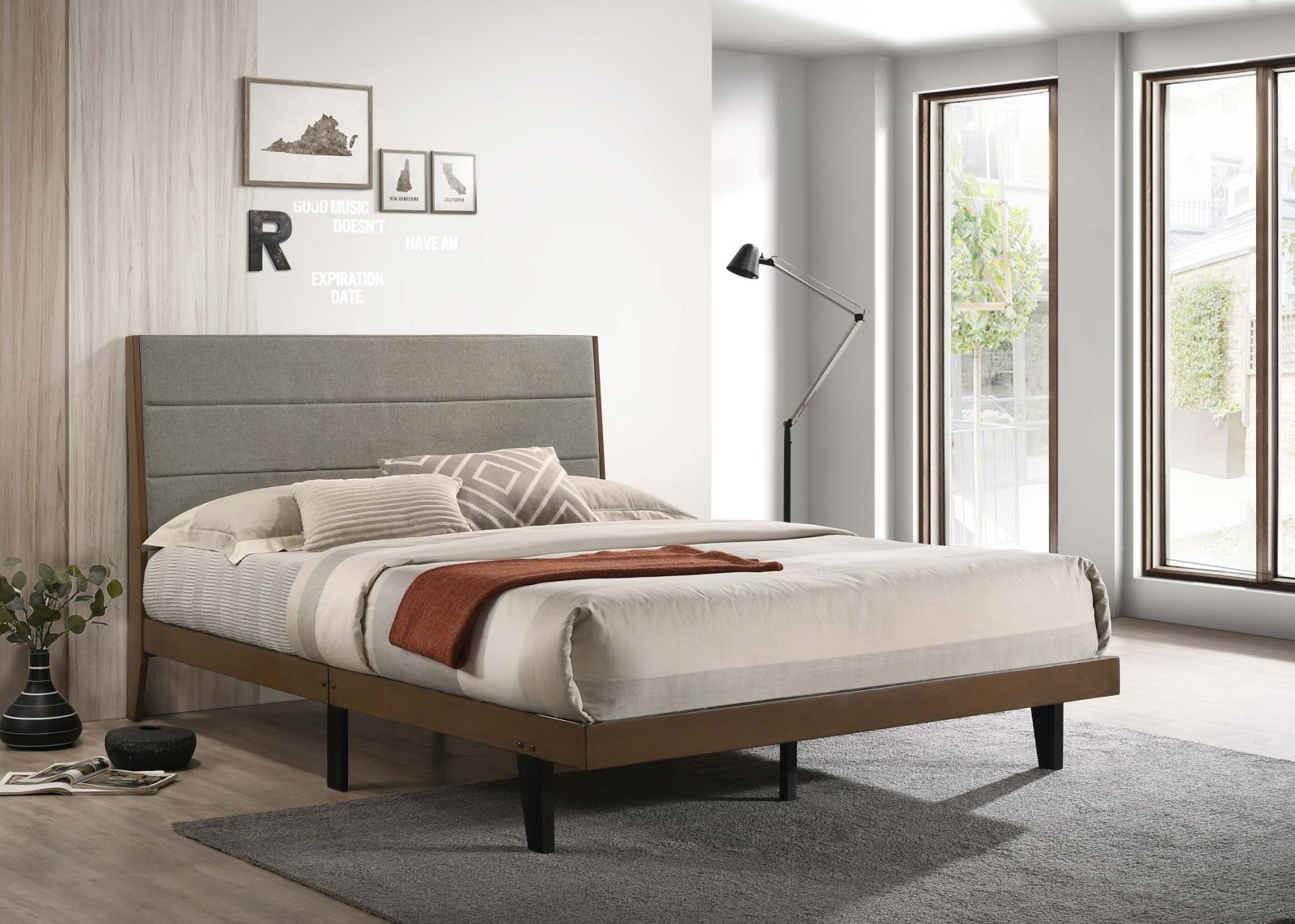 Mays Fabric/Wood Platform Bed, Eastern King Size