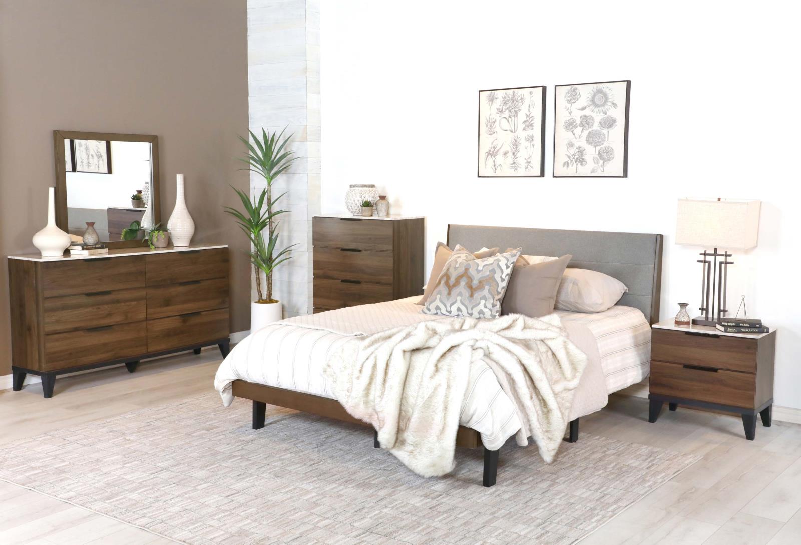 Mays Fabric/Wood Platform Bed, Eastern King Size