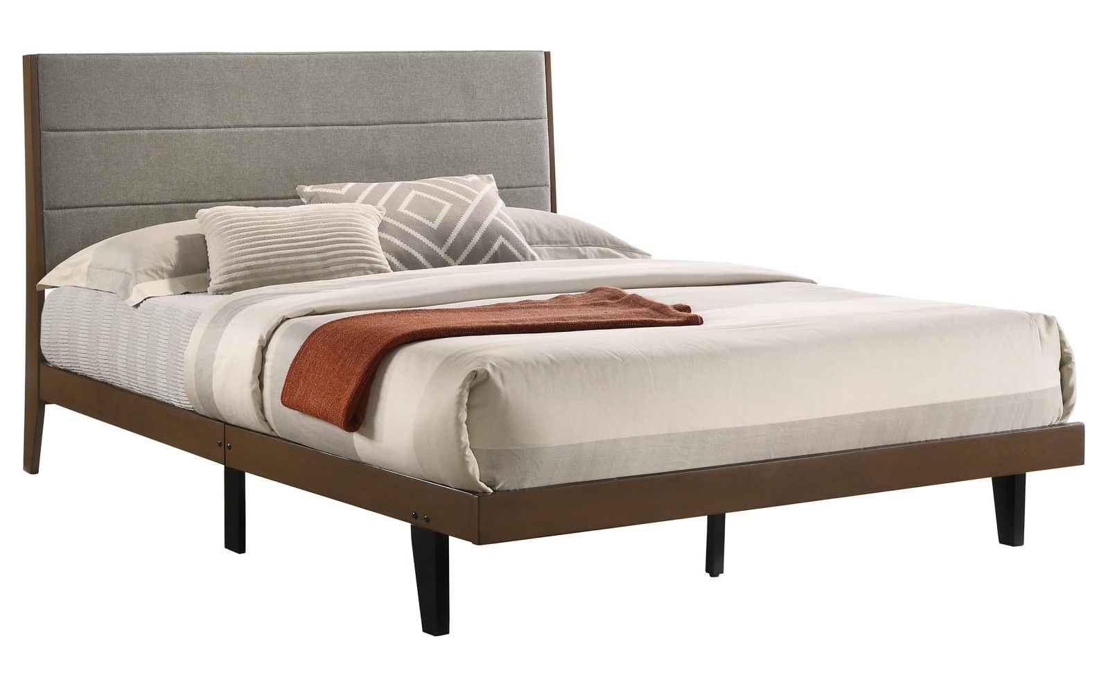 Mays Fabric/Wood Platform Bed, Queen Size