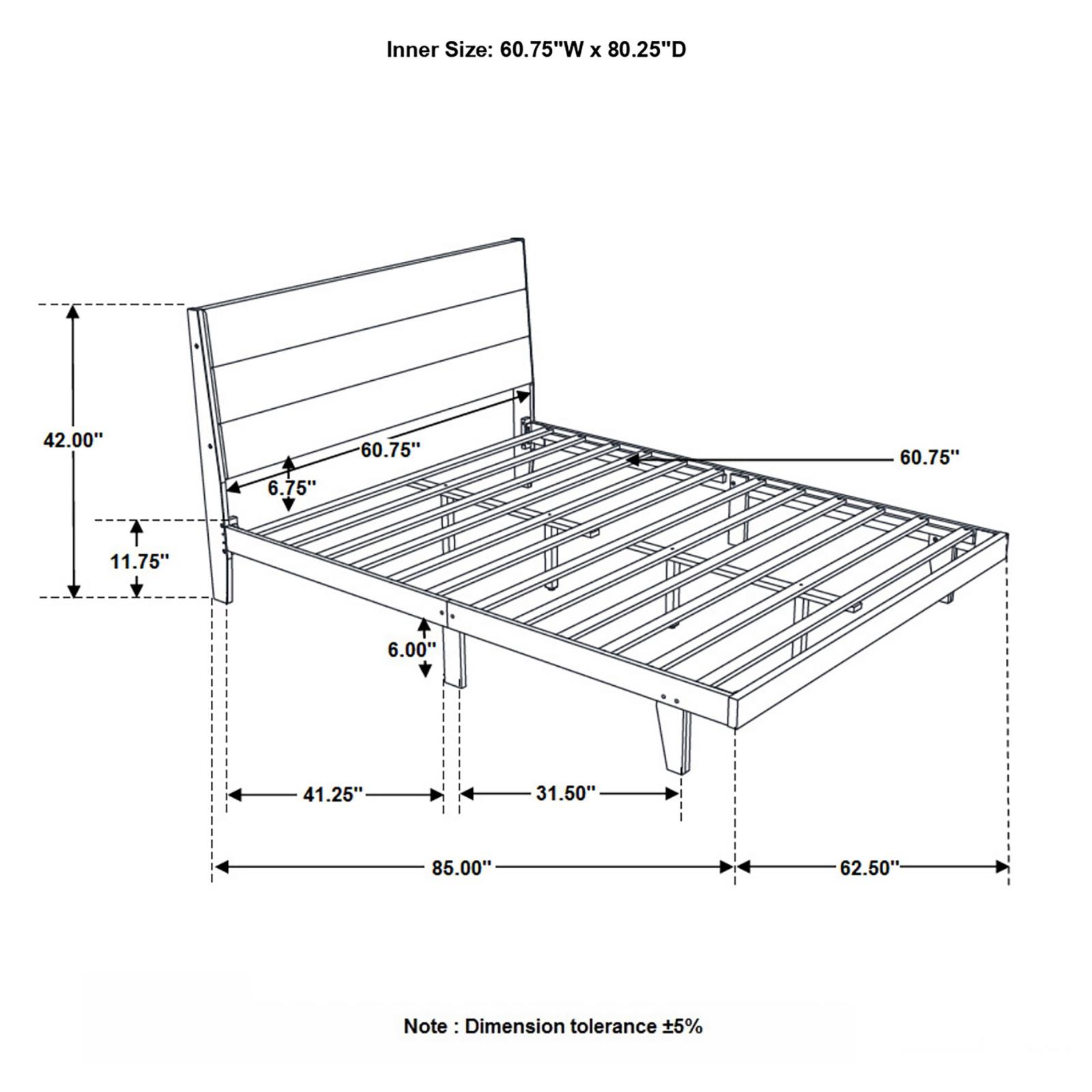 Mays Fabric/Wood Platform Bed, Queen Size