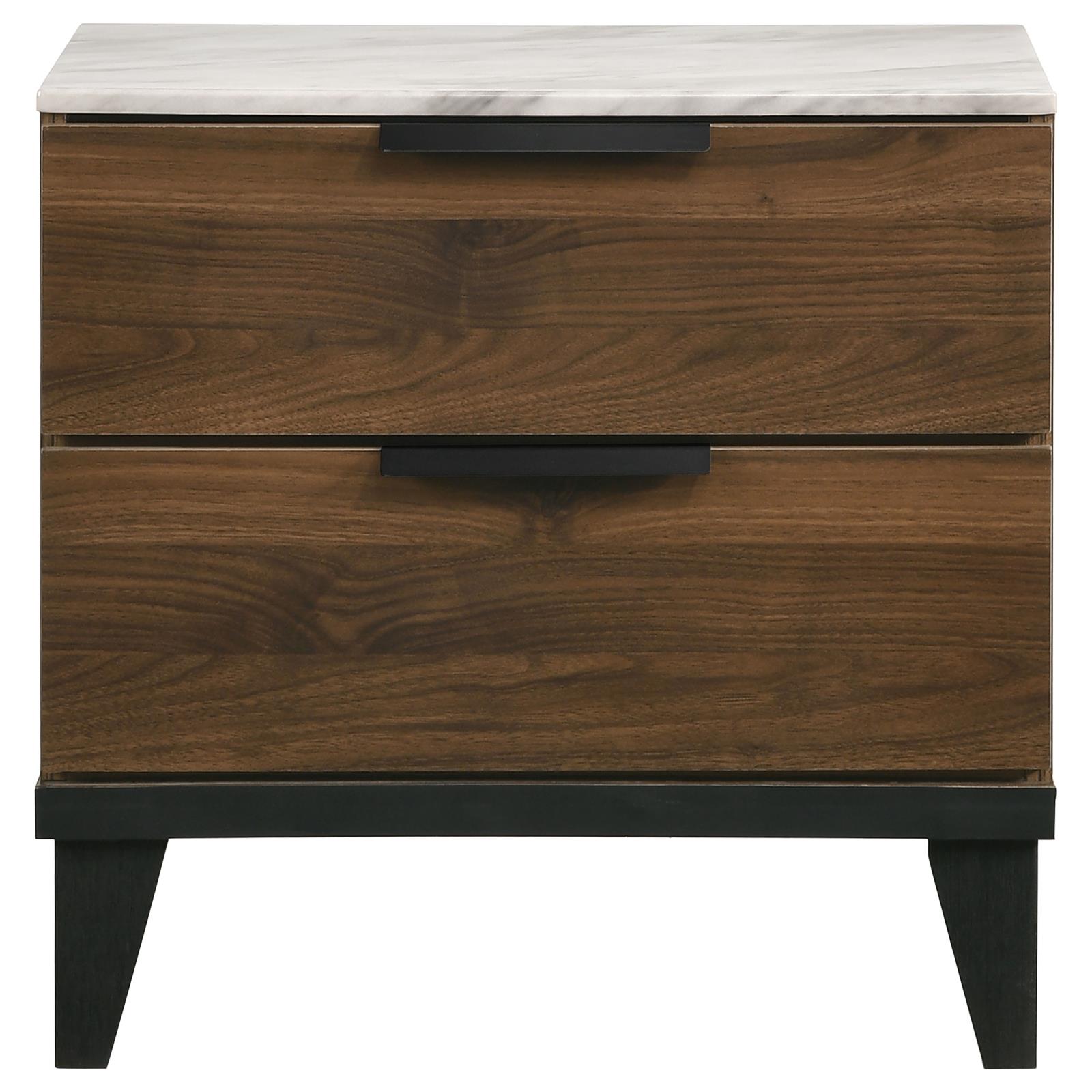 Mays Faux Marble/Wood Nightstand w/2 Drawers