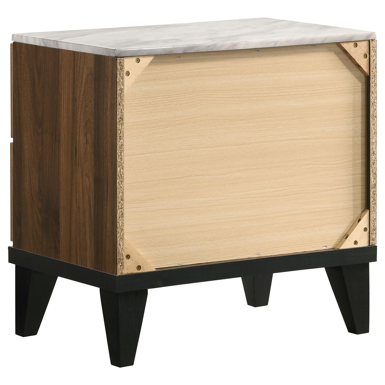 Mays Faux Marble/Wood Nightstand w/2 Drawers