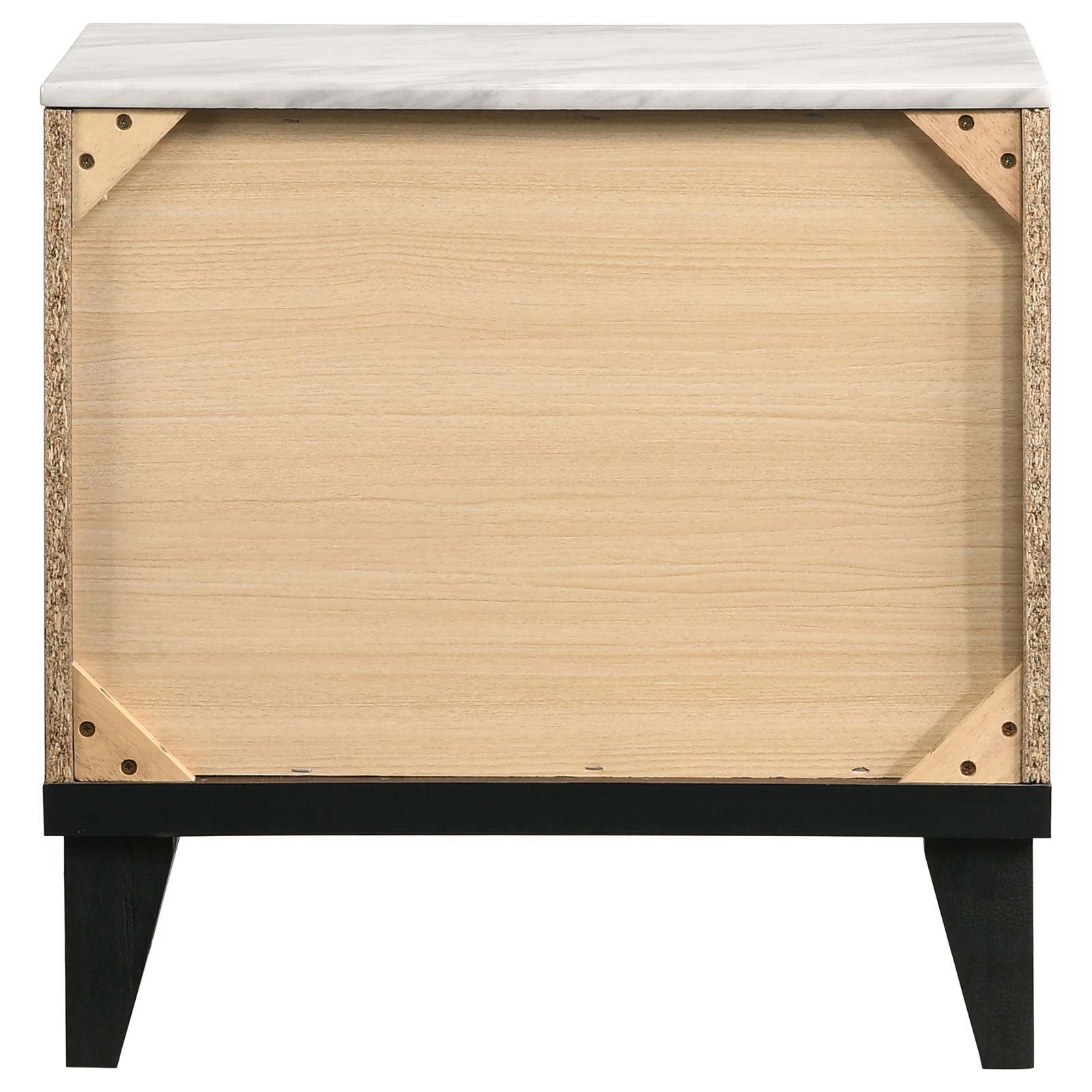 Mays Faux Marble/Wood Nightstand w/2 Drawers