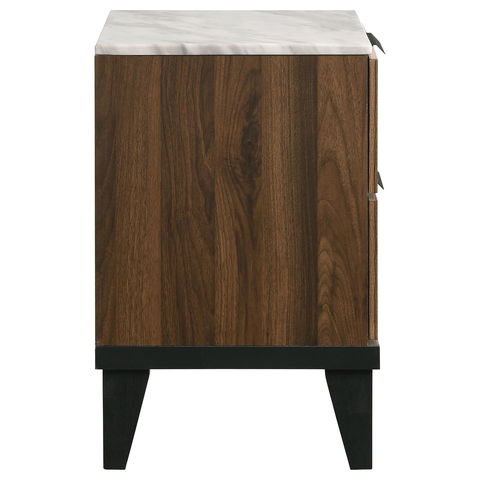 Mays Faux Marble/Wood Nightstand w/2 Drawers