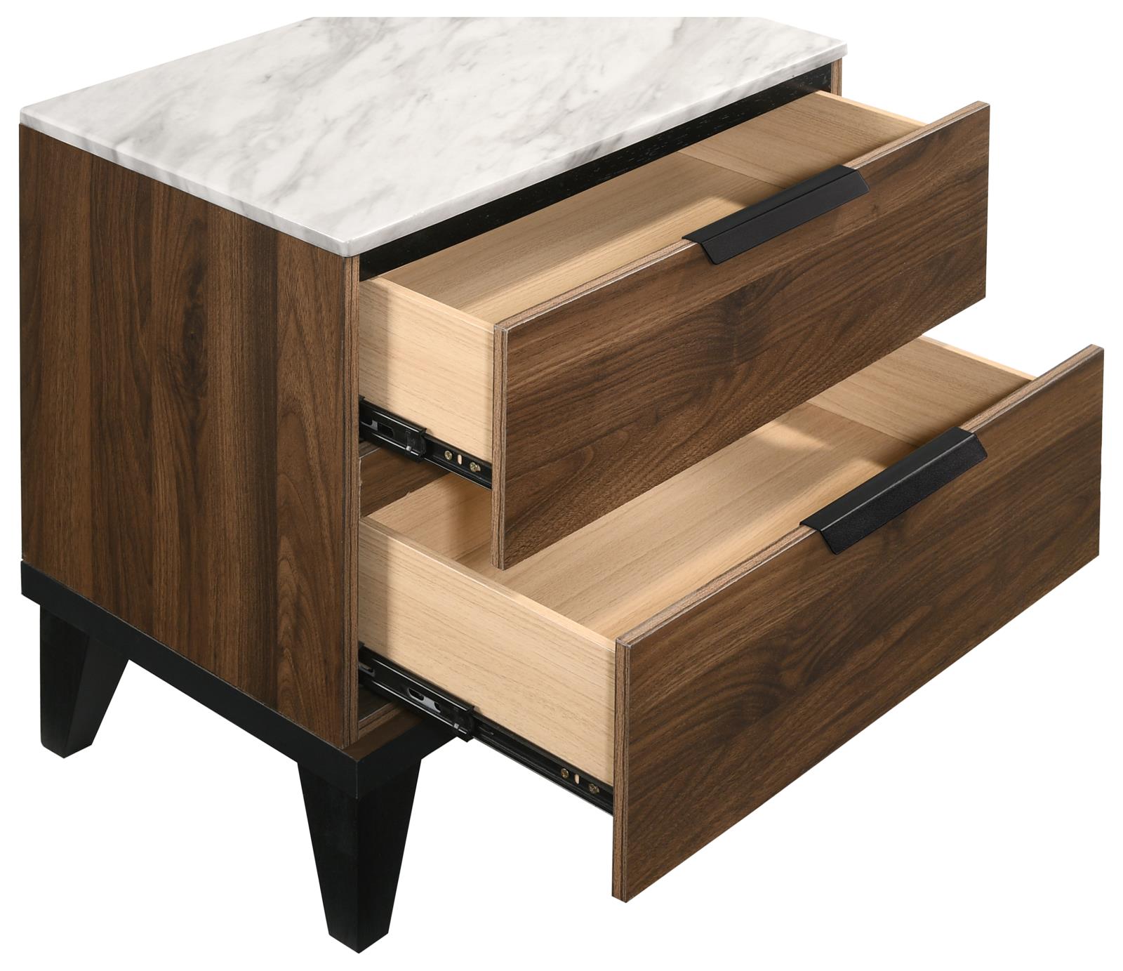 Mays Faux Marble/Wood Nightstand w/2 Drawers