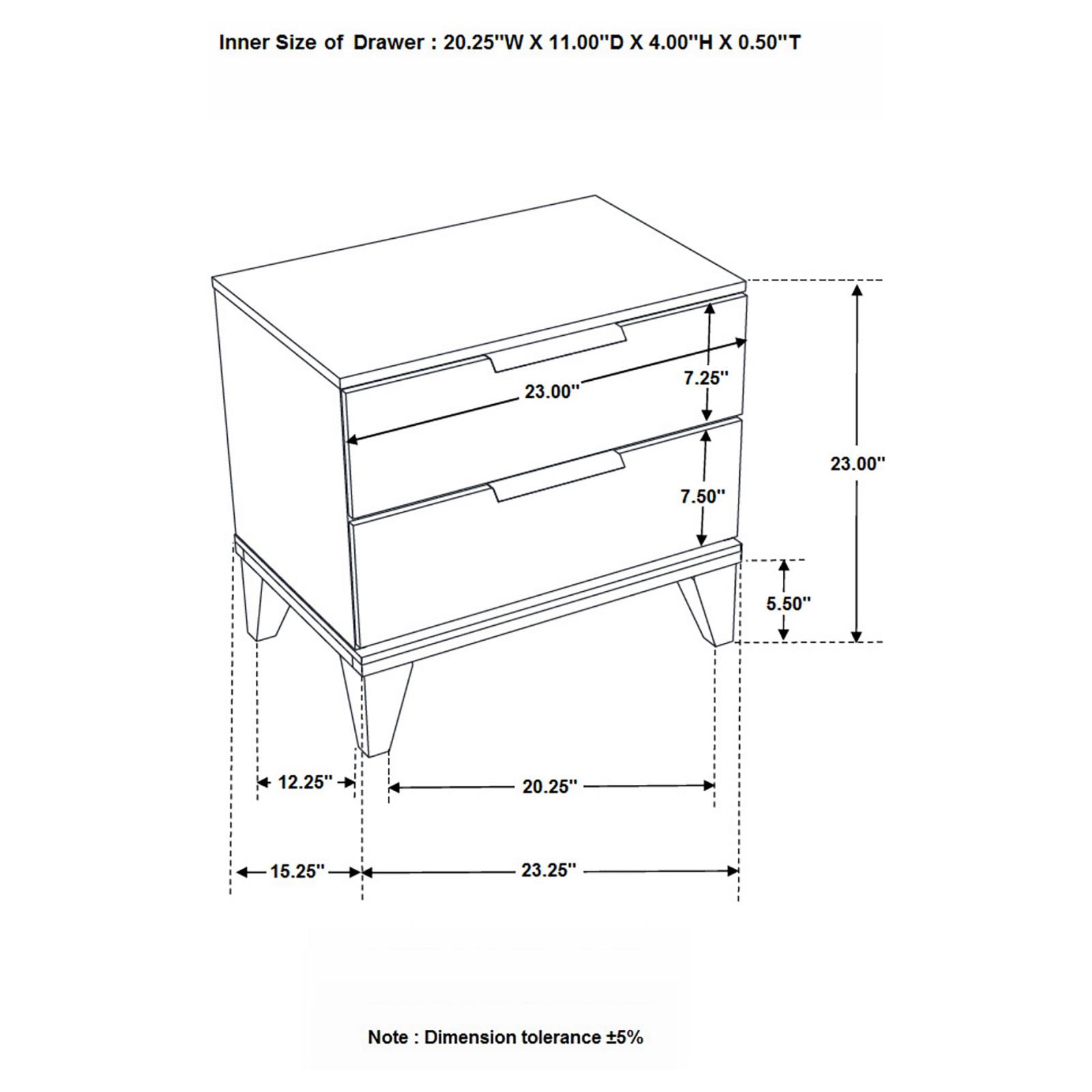 Mays Faux Marble/Wood Nightstand w/2 Drawers