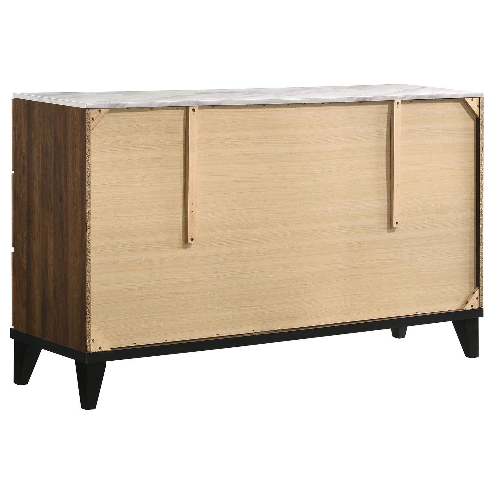 Mays Faux Marble/Wood Double Dresser w/6 Drawers
