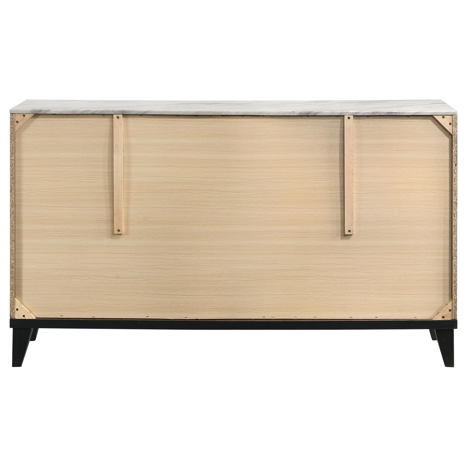 Mays Faux Marble/Wood Double Dresser w/6 Drawers